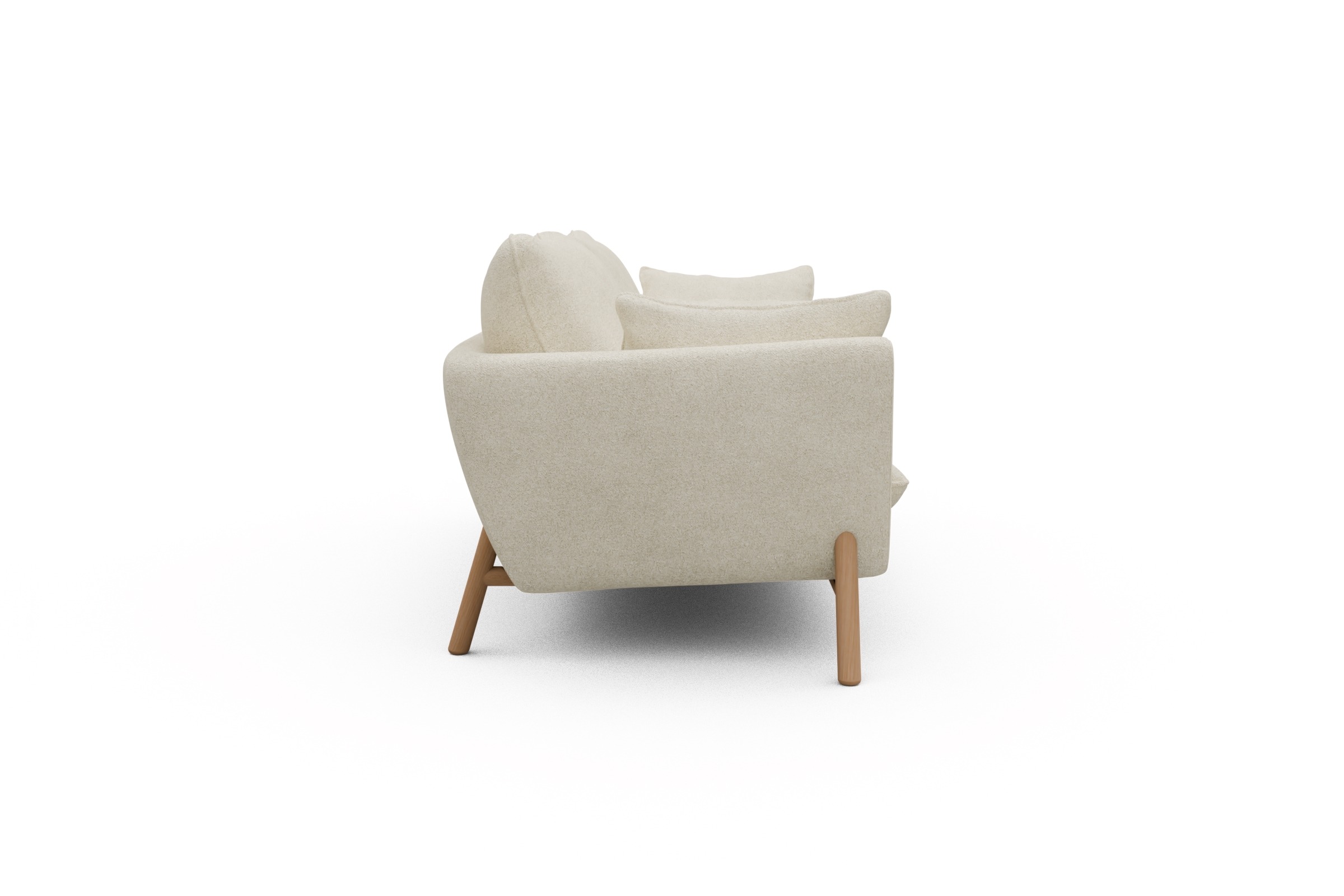 Sofa Emil 3-Sitzer Beinfarbe Eiche Natur Boucle-Off-White
