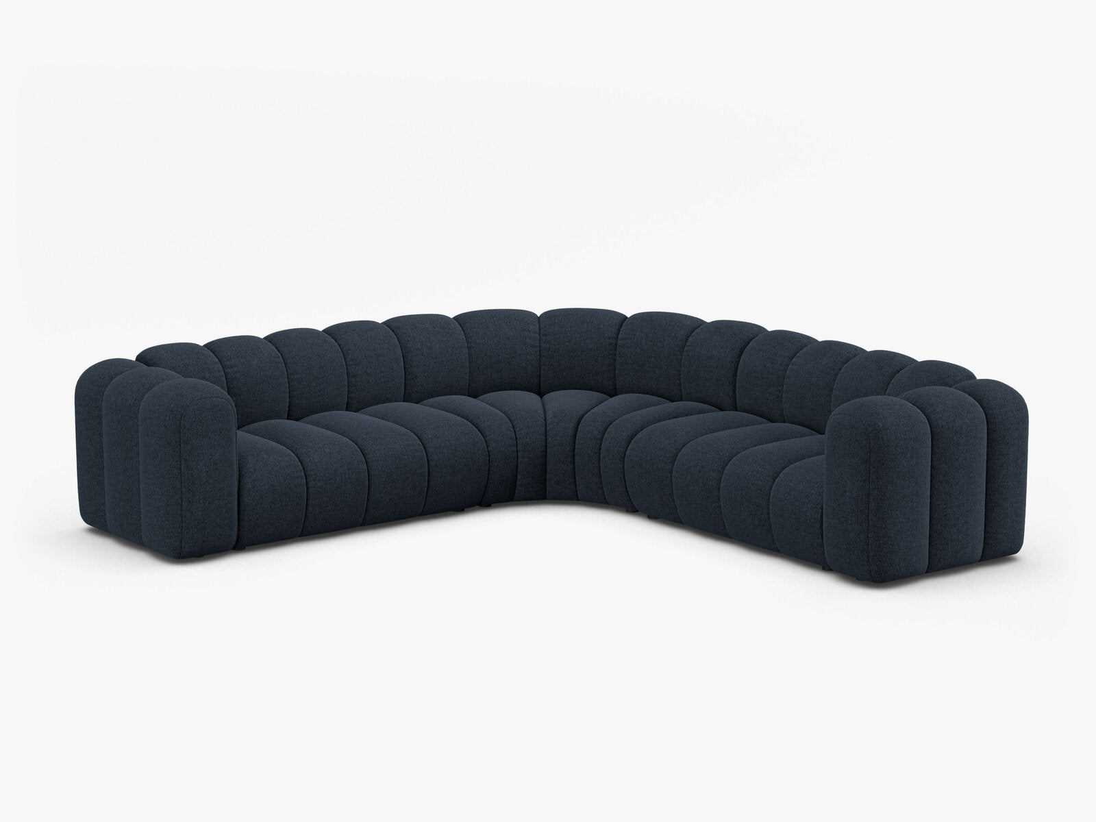Micadoni symmetrisches Ecksofa Lupine 5-Sitzer mittelgroß Chenille Eden Marineblau