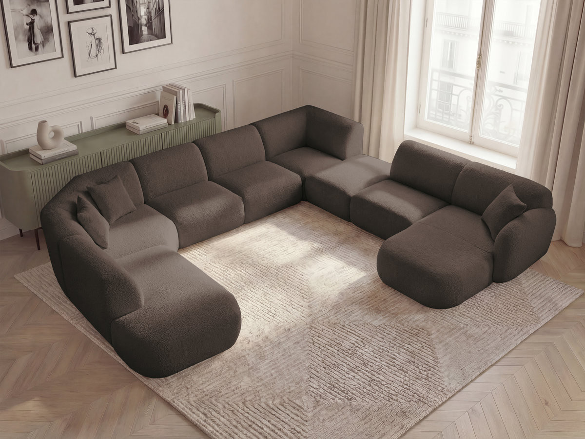 Bobochic Anda Wohnlandschaft mit Pouf 396 × 357 cm Chenille Braun Ecke rechts