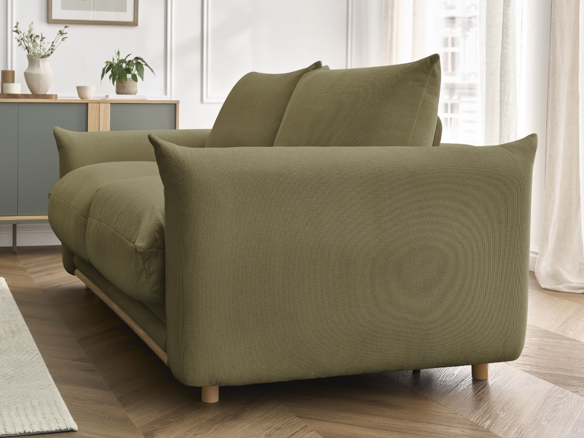 Bobochic Ernest Schlafsofa 3-Sitzer, Liegefläche 190 × 140 / 160 cm Stoff Grün, Liegefläche 140 × 190 cm