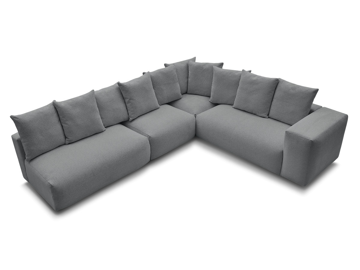 Bobochic Voltaire Ecksofa 322 × 268 cm Melange-Stoff Dunkelgrau Ecke rechts