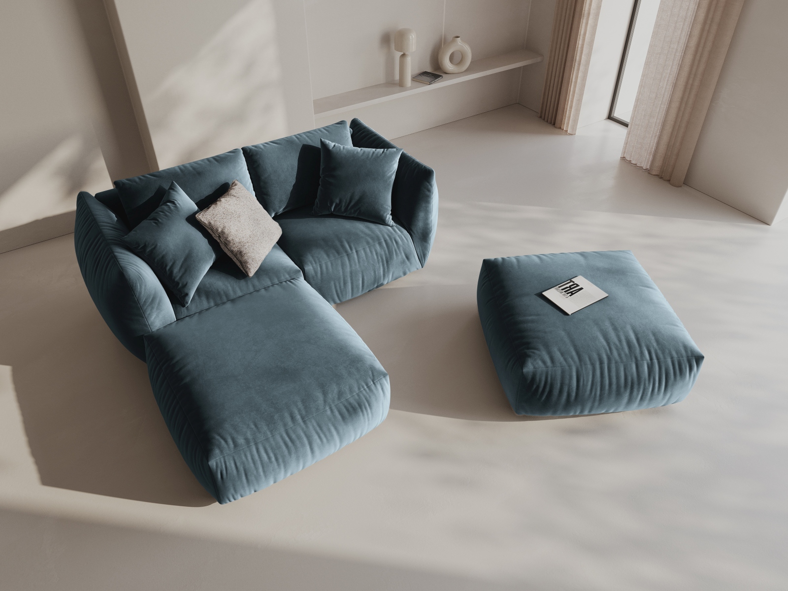Micadoni Modulares Sofa Chris 4-Sitzer Samt Pastellblau