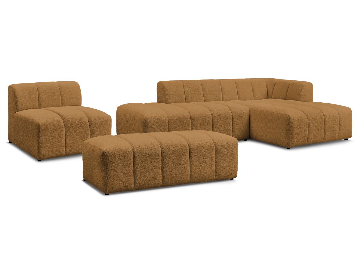 Bobochic Annecy Ecksofa mit Sofamodul und Pouf Bouclé-Stoff Gelb Ecke rechts