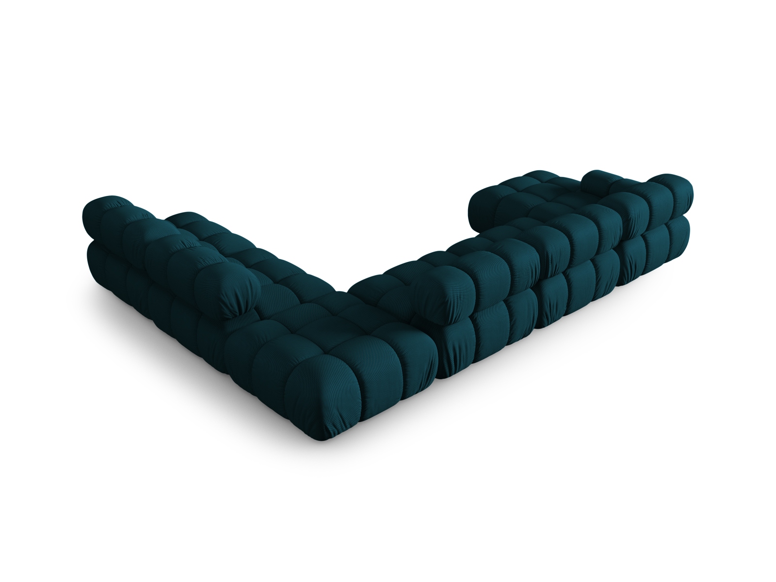 Micadoni Modulares Panorama Ecksofa Bellis 7-Sitzer Rechts 3D-Stoff Sonic Marineblau