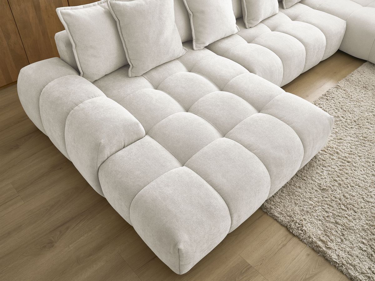 Bobochic Everest Wohnlandschaft, 14 Kissen Strukturstoff Weiß Ecke links
