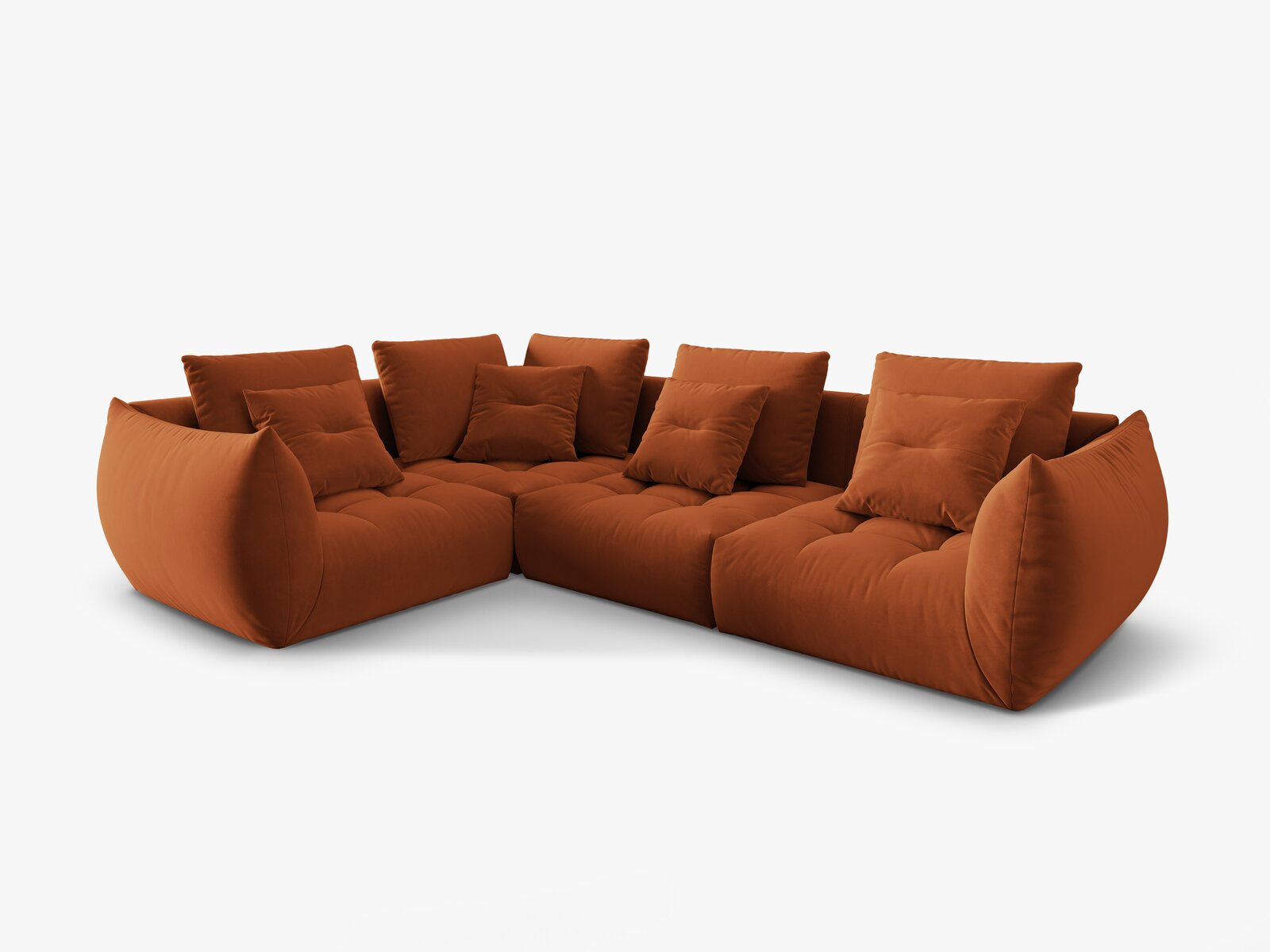 Micadoni Ecksofa Bloom 4-Sitzer Links Samt Terrakotta