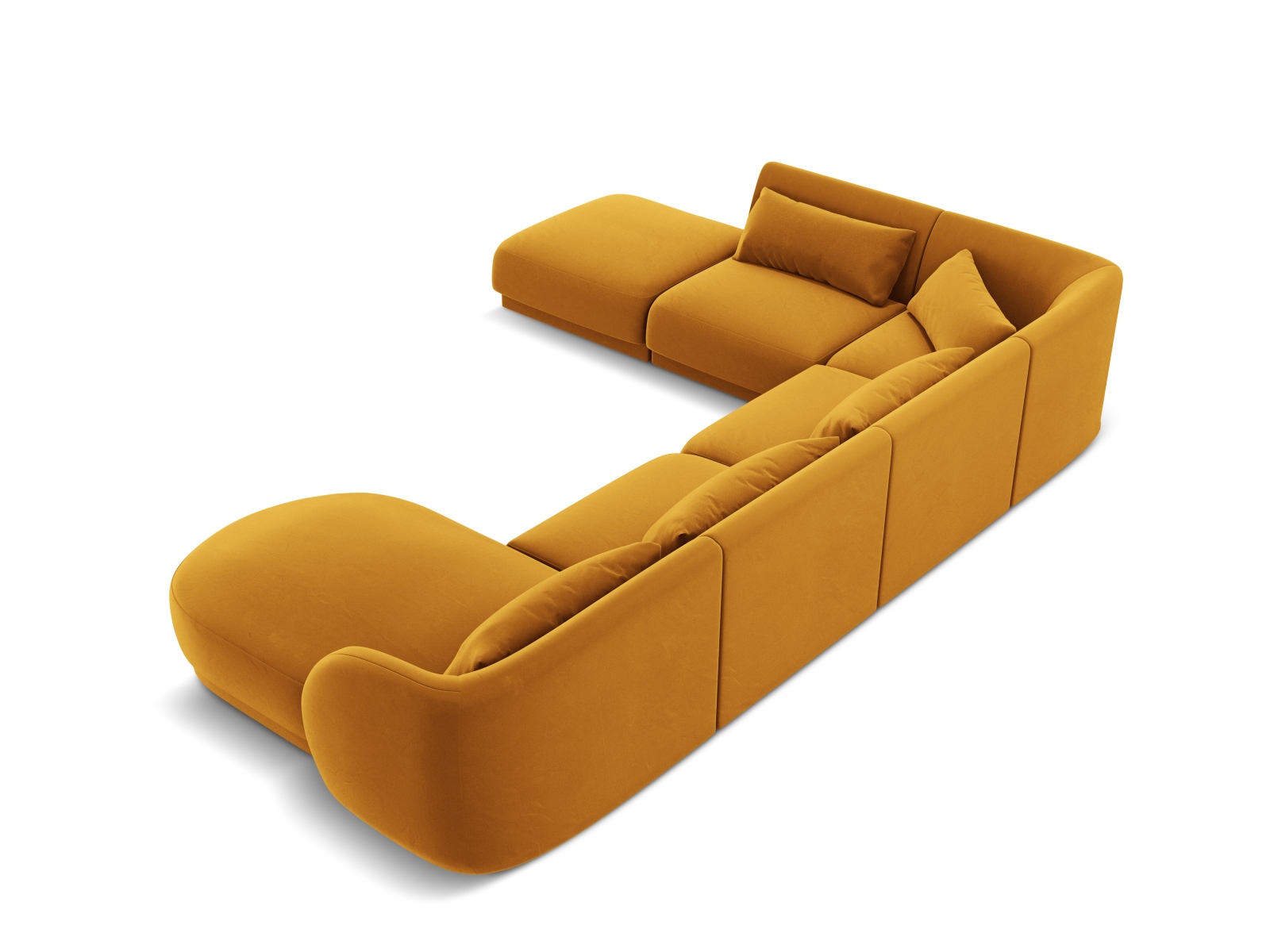 Cosmopolitan Design Panoramasofa Tulum 6-Sitzer Samt Bluvel Gelb Links