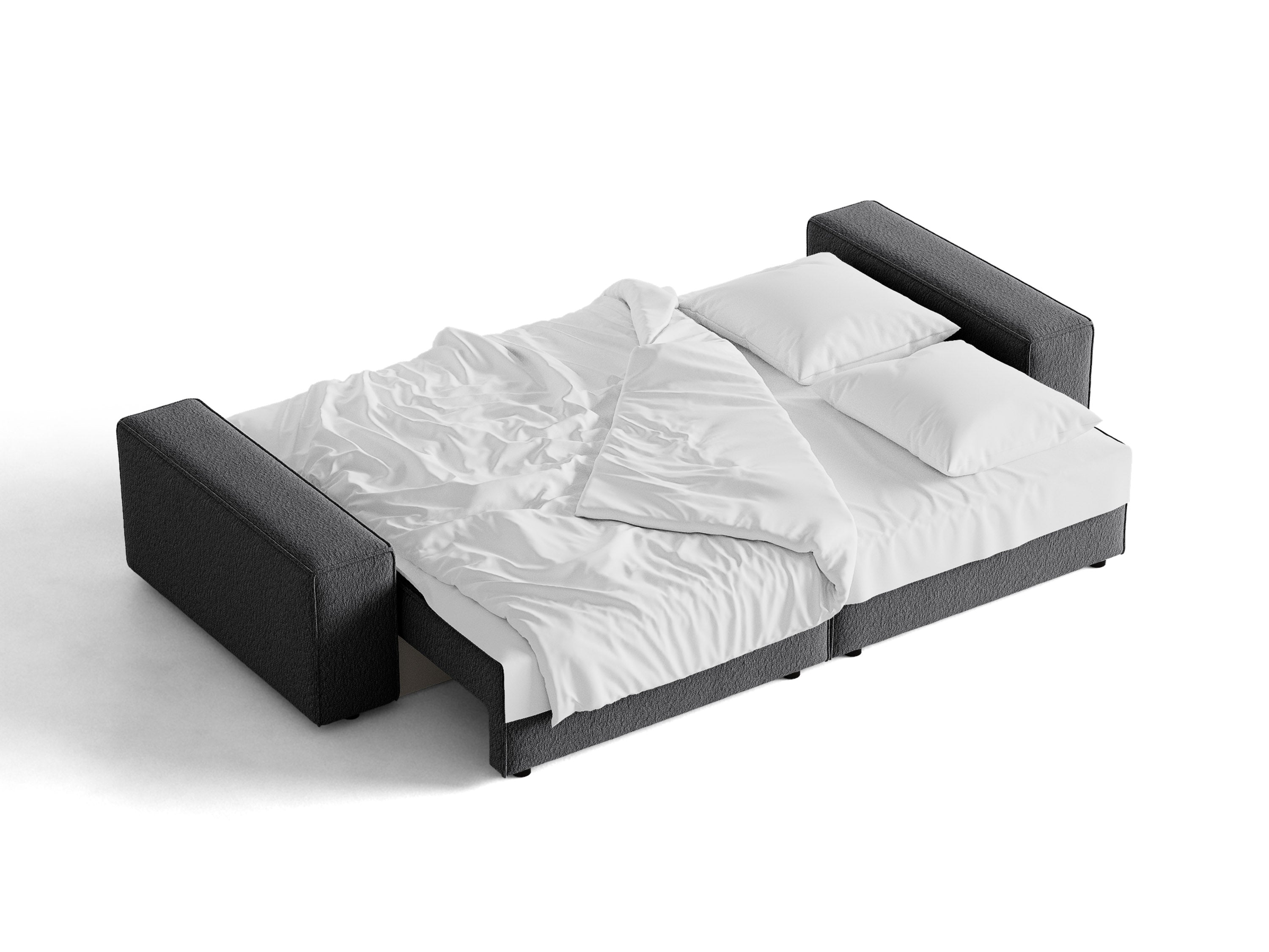 Micadoni Schlafsofa Jodie 3-Sitzer Boucle Baloo Dunkelgrau