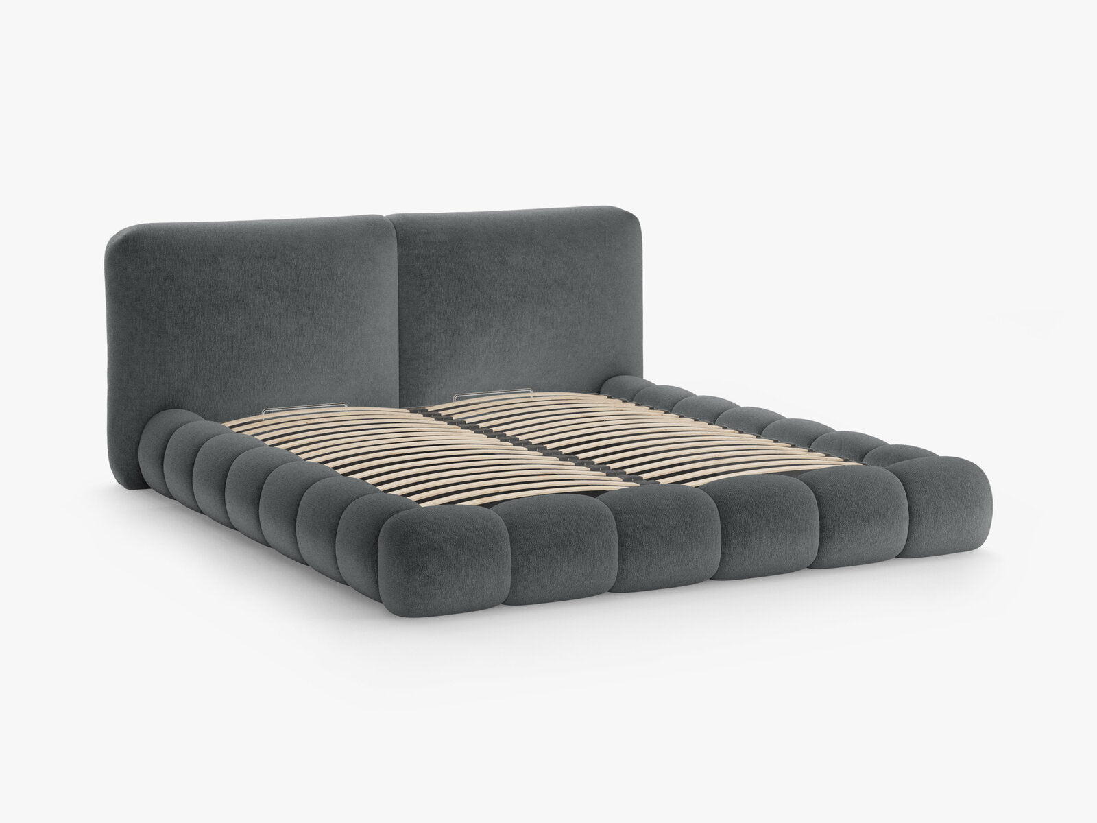 Micadoni Stauraumbett mit Kopfteil Solange Chenille Perfect Harmony Dunkelgrau 160x200