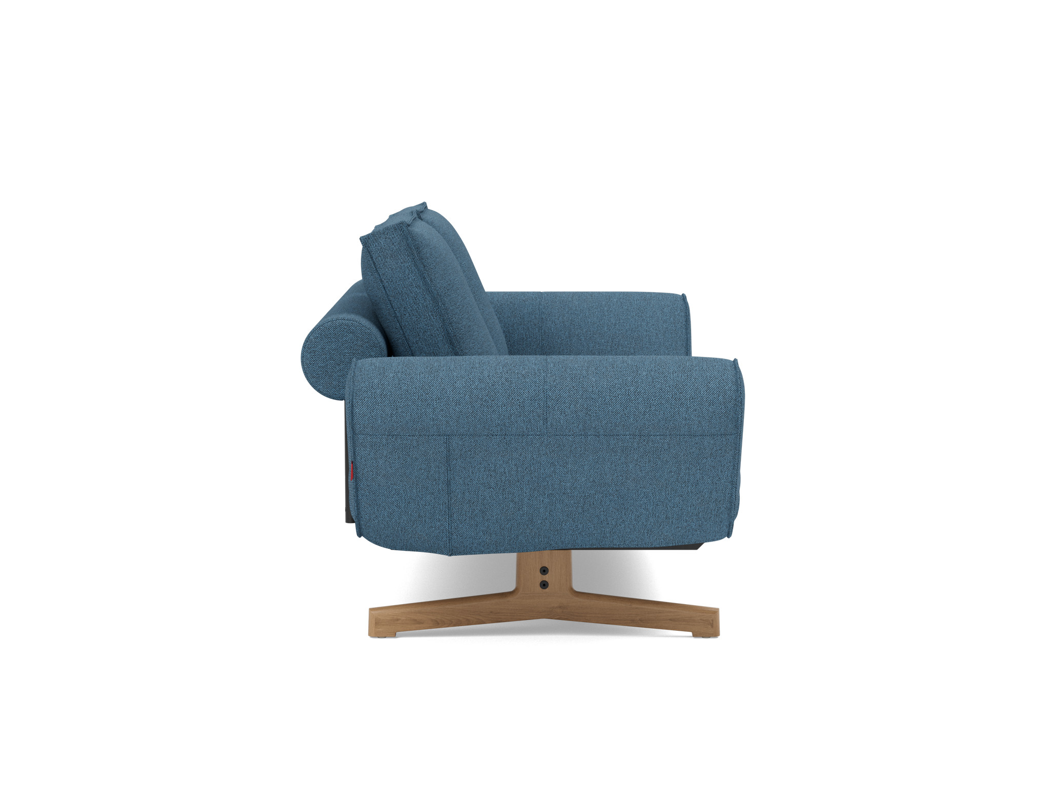 Tagesbett Ghia Strukturierter Stoff Weda 302-Weda-Blue Beine Eiche