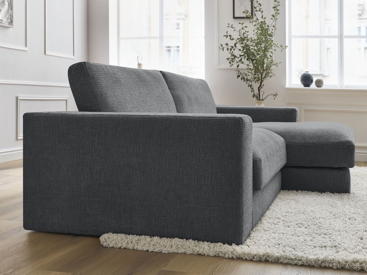 Bobochic Leonard Ecksofa 234 × 159 cm Strukturstoff Dunkelgrau Ecke rechts