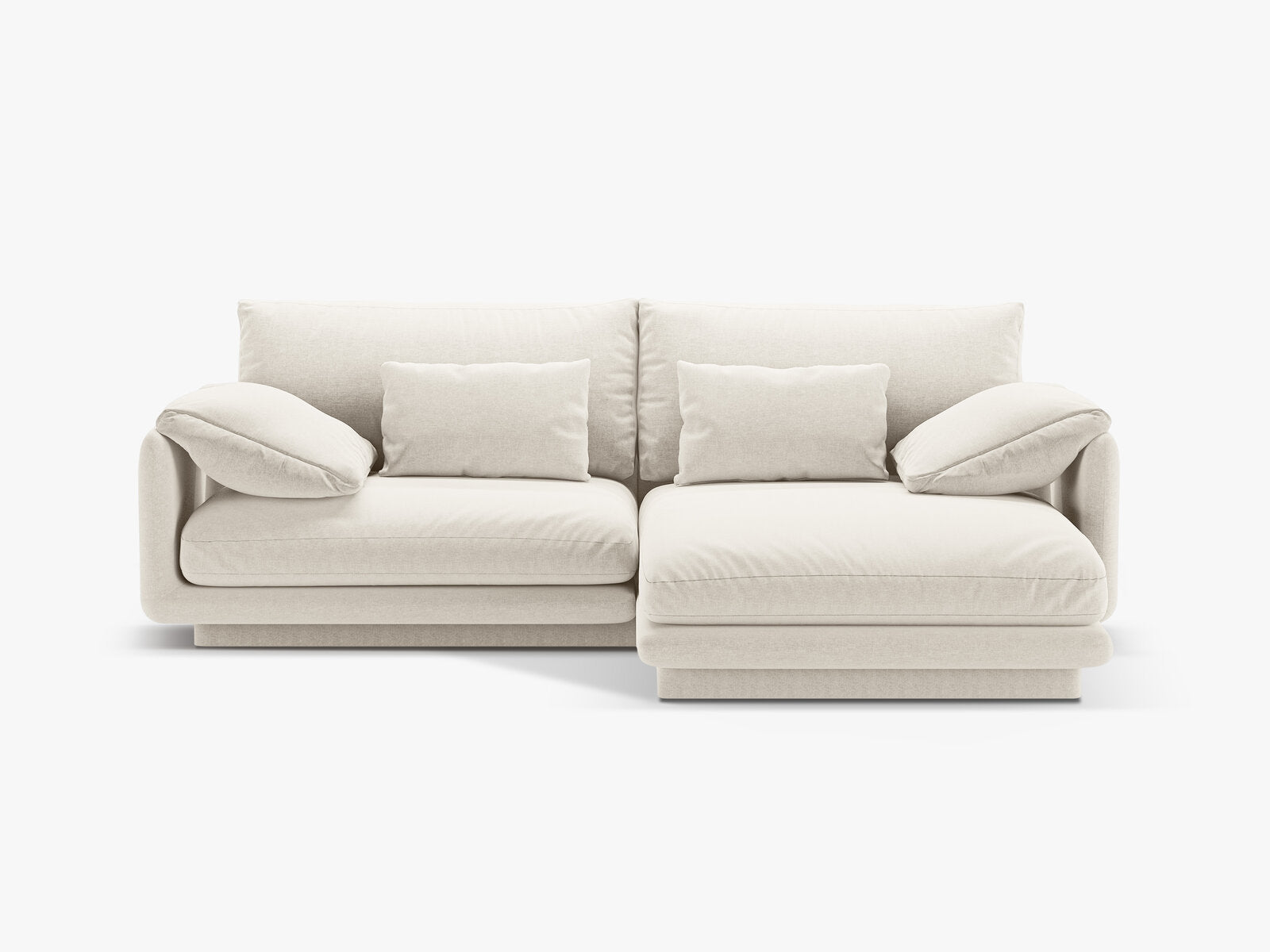 Micadoni Ecksofa Torino 3-Sitzer Rechts Strukturierter Stoff Elfenbein