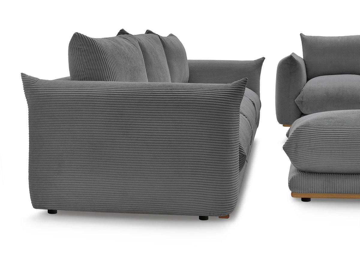 Bobochic Ernest Sofa 5-Sitzer mit Pouf Cordsamt Dunkelgrau
