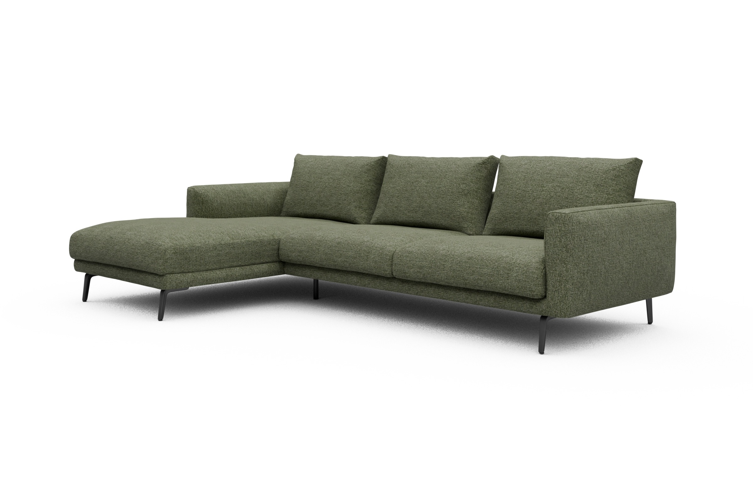 Ecksofa Karl Chaiselongue links mit 2,5-Sitzer Carreno-Vivid-Green