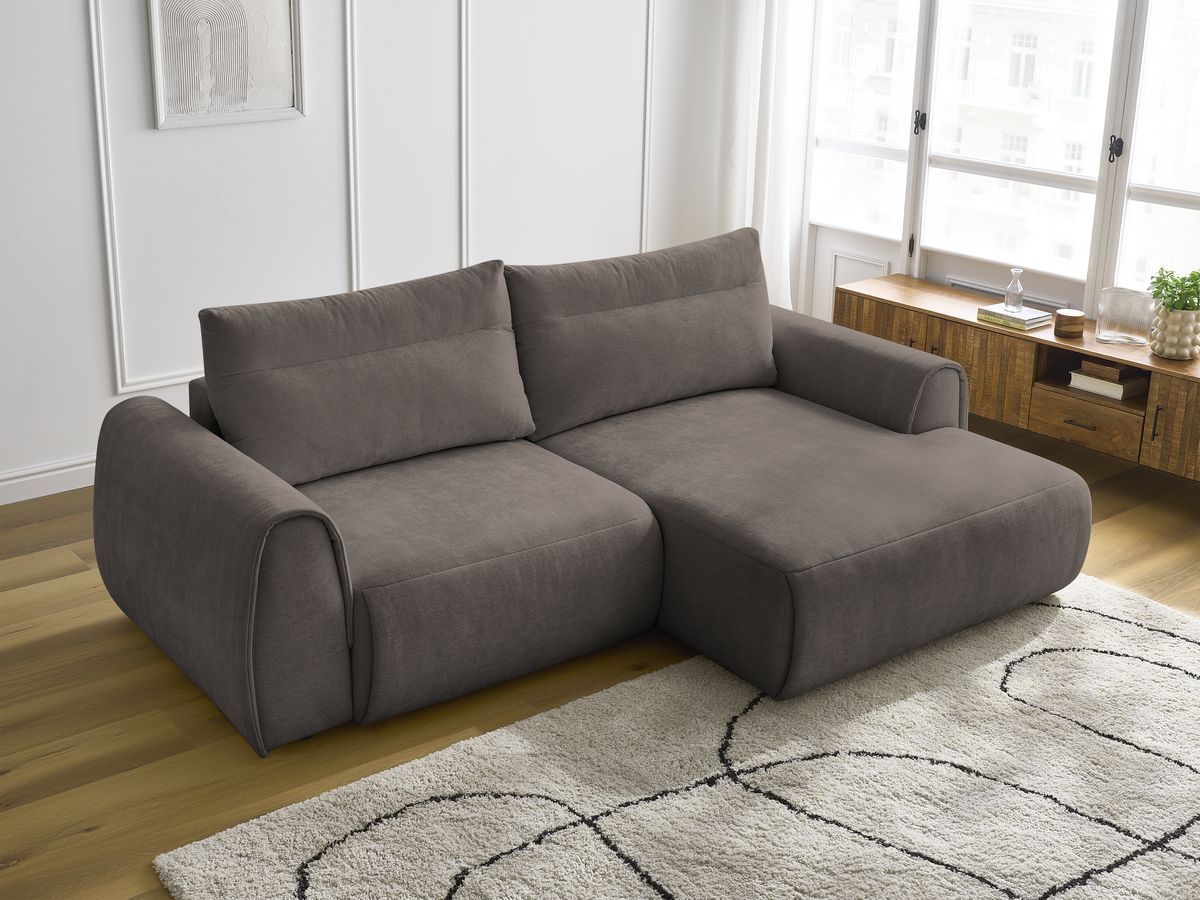 Bobochic Aden Ecksofa 246 × 152 cm Stoff Taupe Ecke rechts