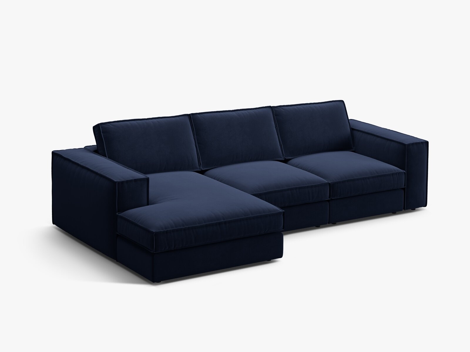 Micadoni modulares Ecksofa Pola 3-Sitzer Links Samt Salvador Königsblau
