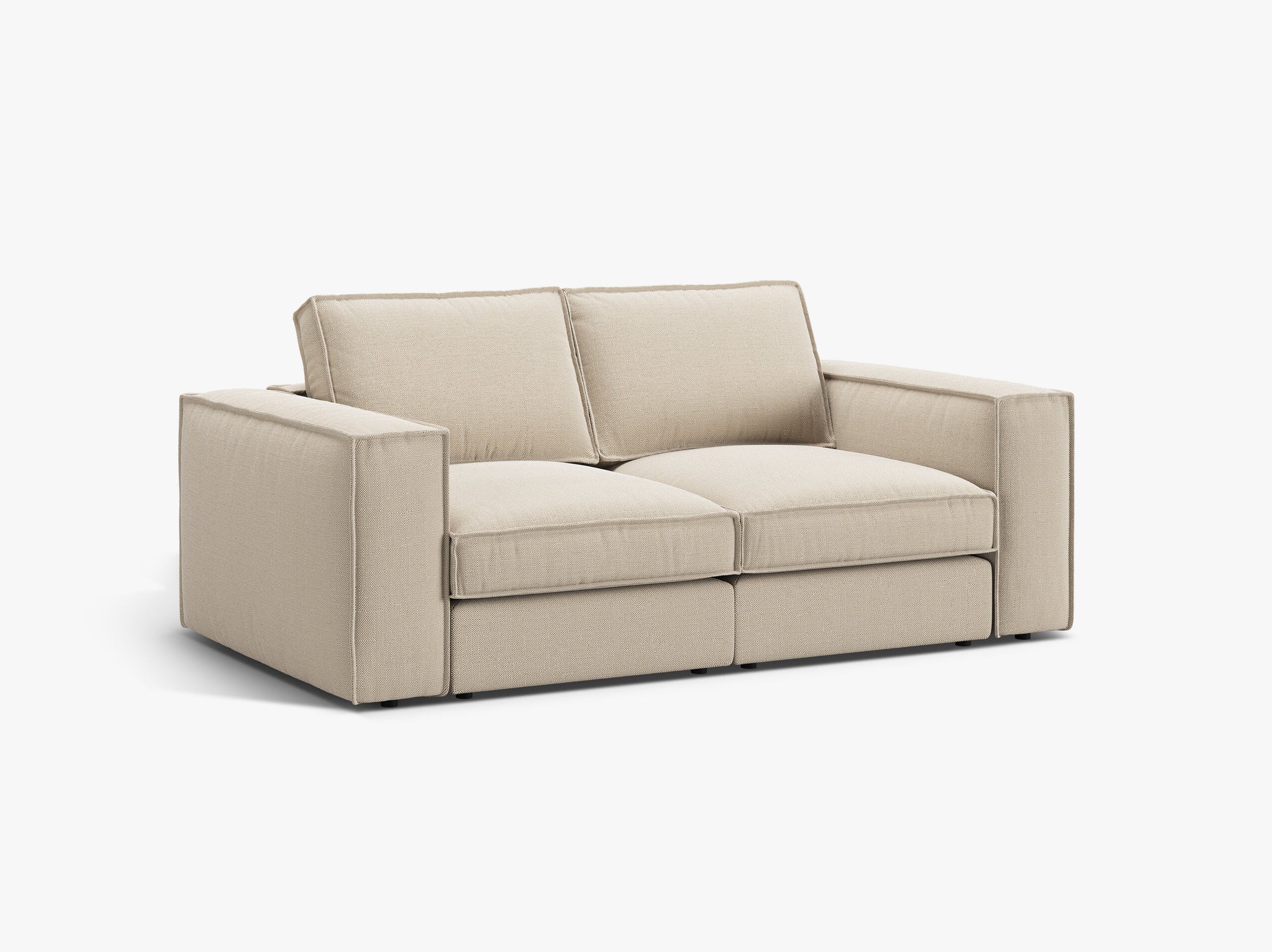 Micadoni modulares Sofa Pola 2-Sitzer Strukturierter Stoff Babel Beige