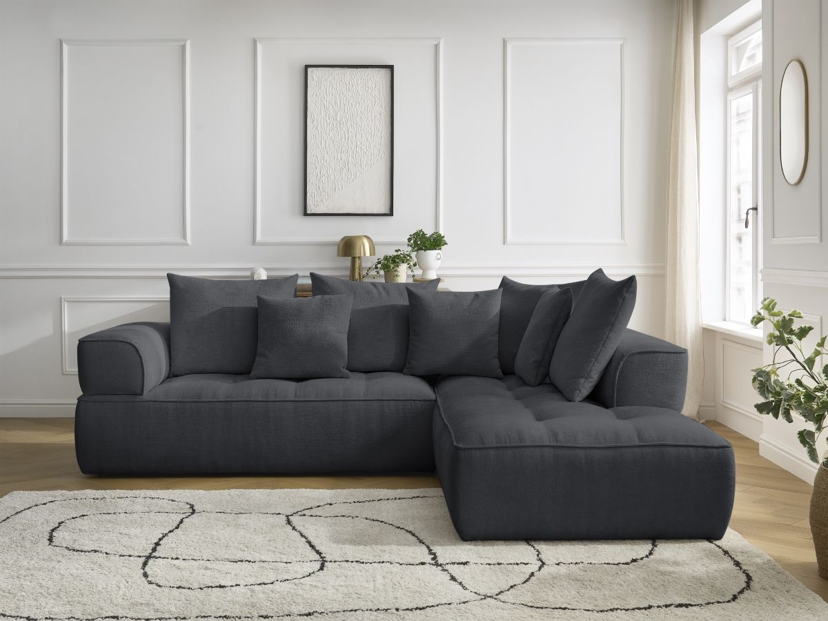 Bobochic Whesley Ecksofa Stoff Dunkelgrau Ecke rechts