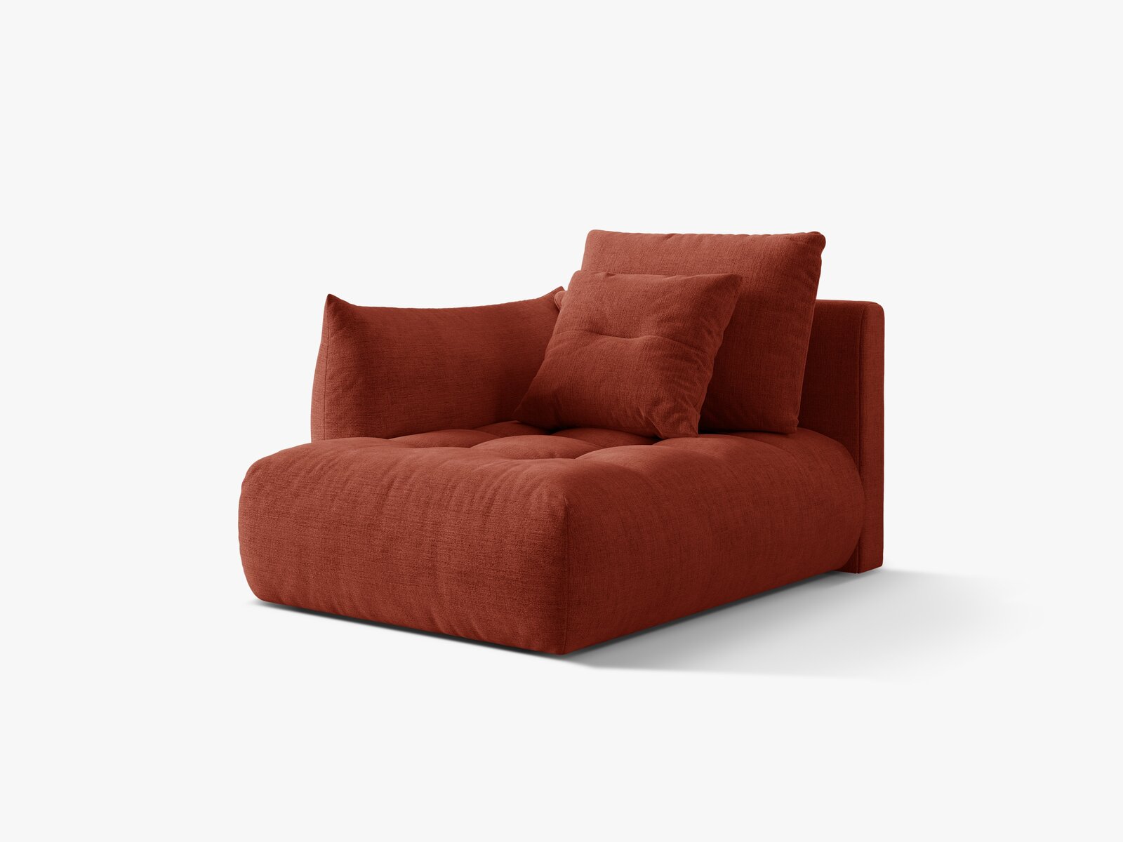 Micadoni Bloom Chaiselongue Links Strukturierter Stoff Wind Kastanienbraun