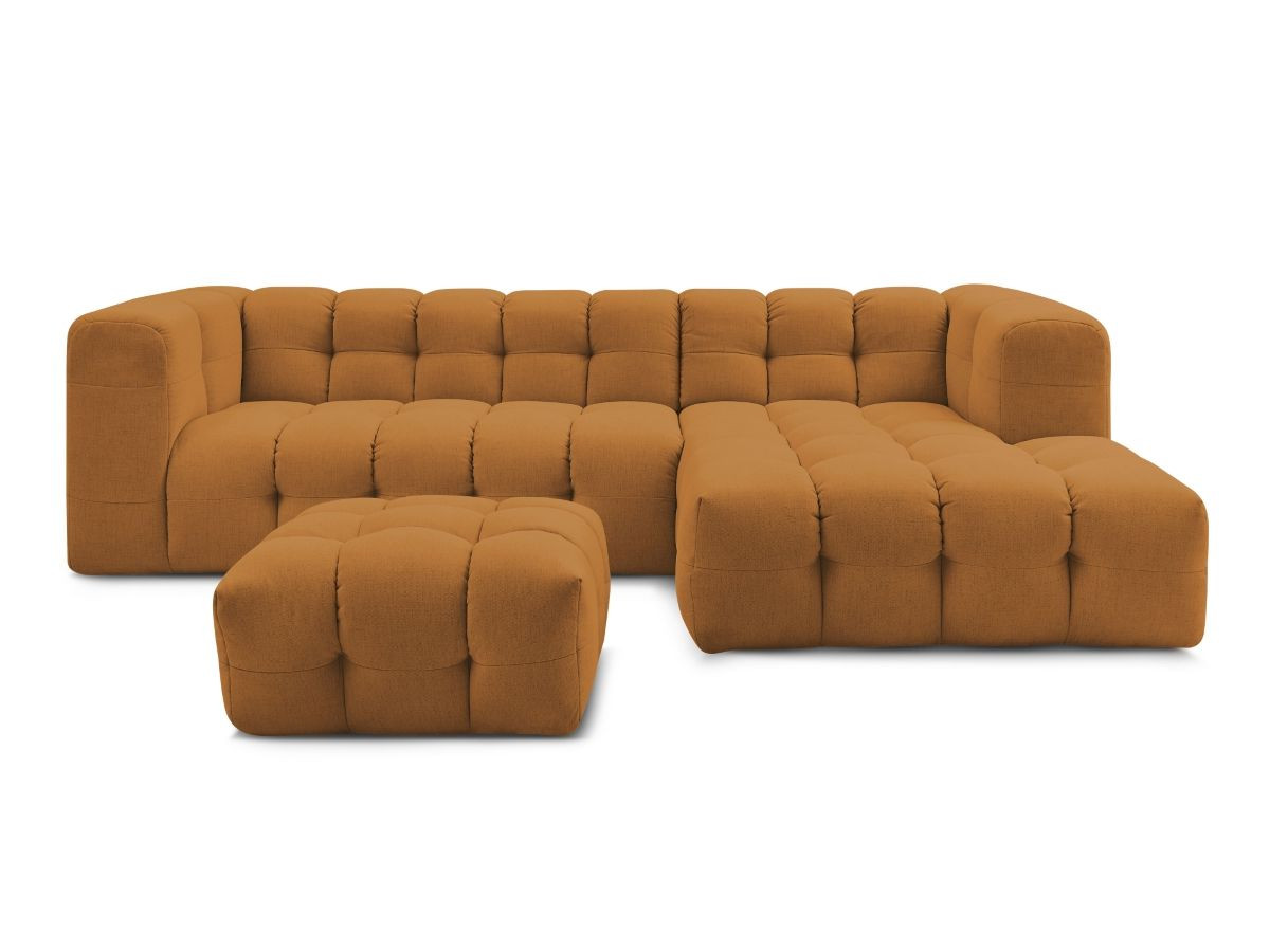 Bobochic Cloud Ecksofa mit Pouf 288 × 184 cm Stoff Gelb Ecke rechts