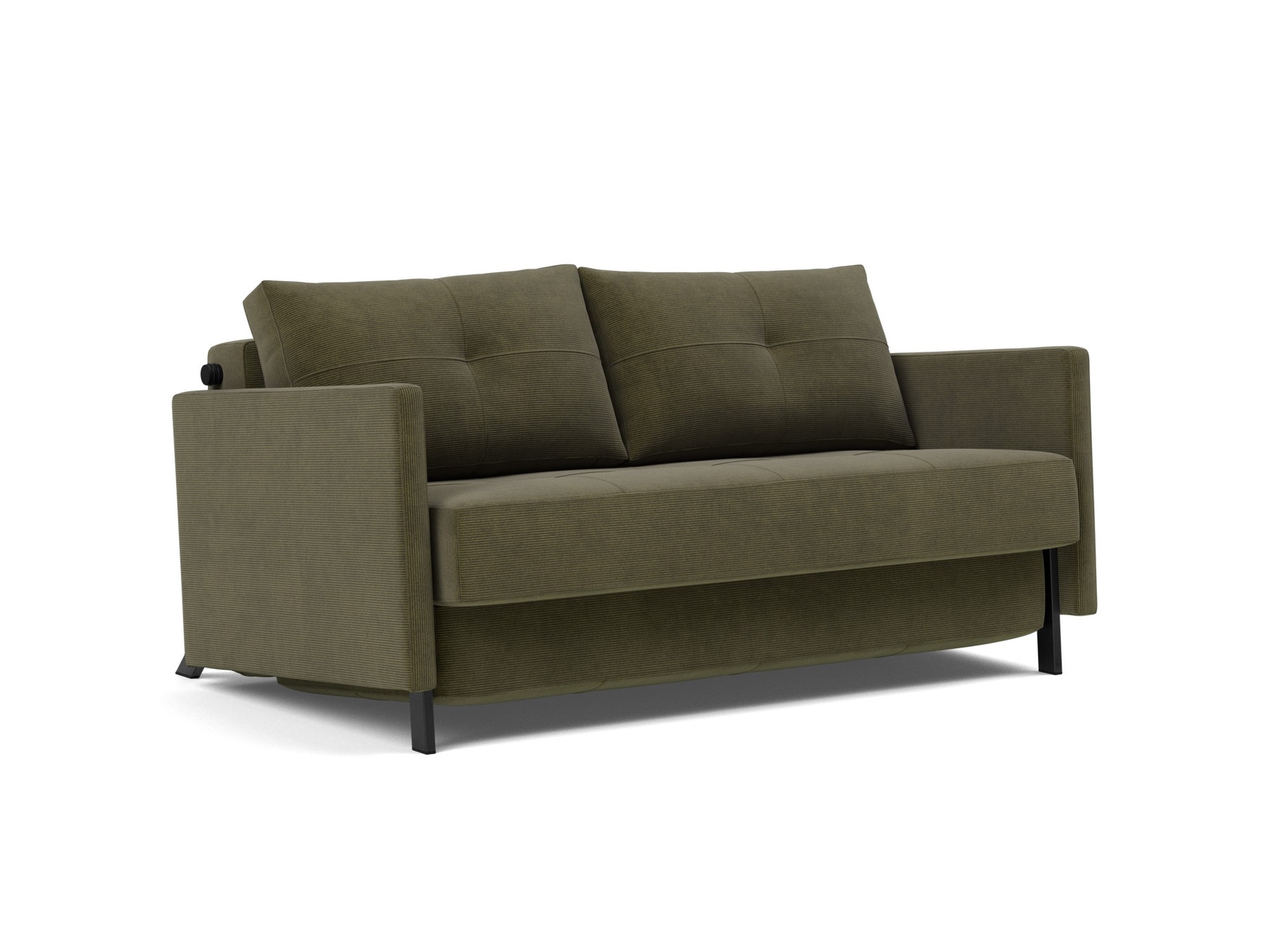 Schlafsofa Cubed mit Armlehnen 140 Kord Cordufine 316-Pine-Green