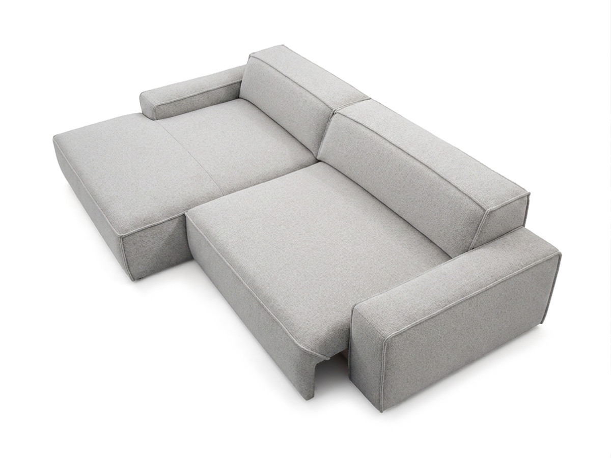 Bobochic Abel Ecksofa mit Schlaffunktion Melange-Stoff Grau Ecke links