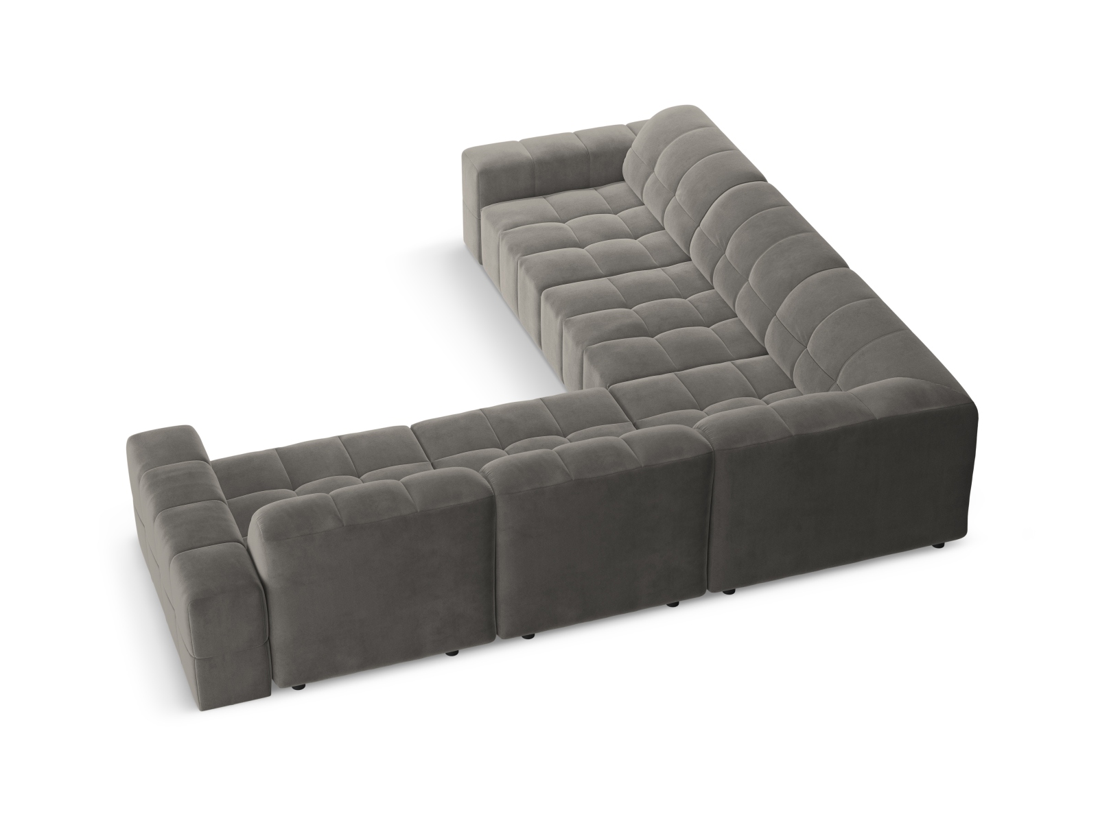 Cosmopolitan Design Symmetrisches Ecksofa Chicago 4-Sitzer Samt Bluvel Hellgrau