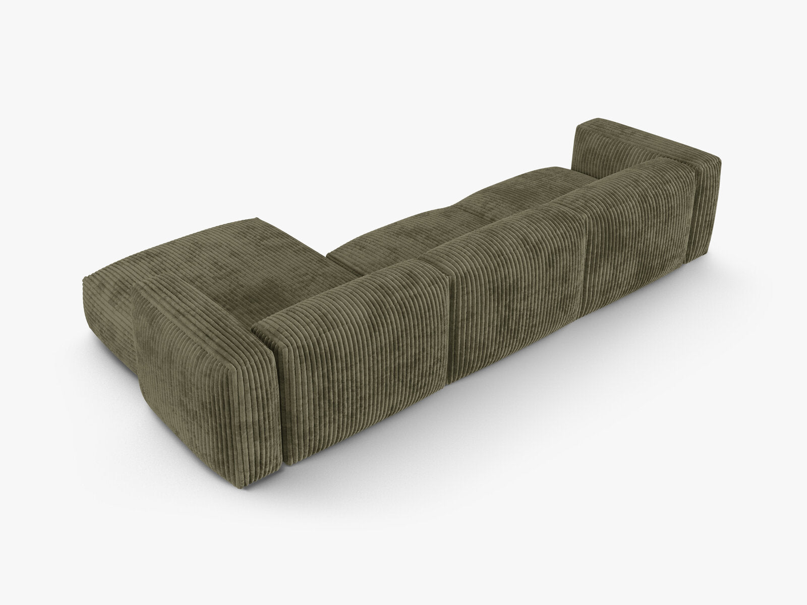 Micadoni Ecksofa Martina 3-Sitzer 90cm Sitztiefe Rechts Kord Tilia Moßgrün
