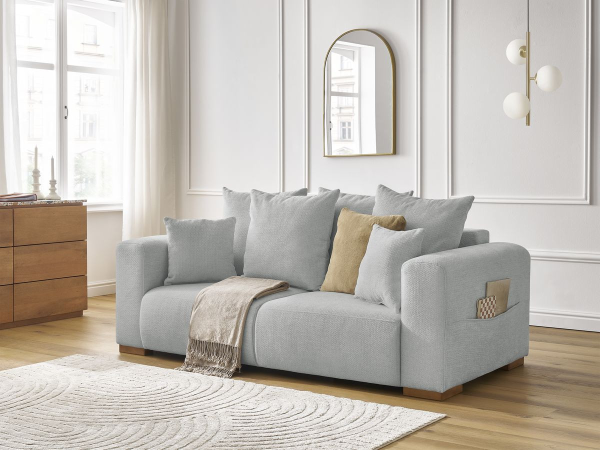 Bobochic Sidonie Sofa 2-Sitzer Melange-Stoff Hellgrau