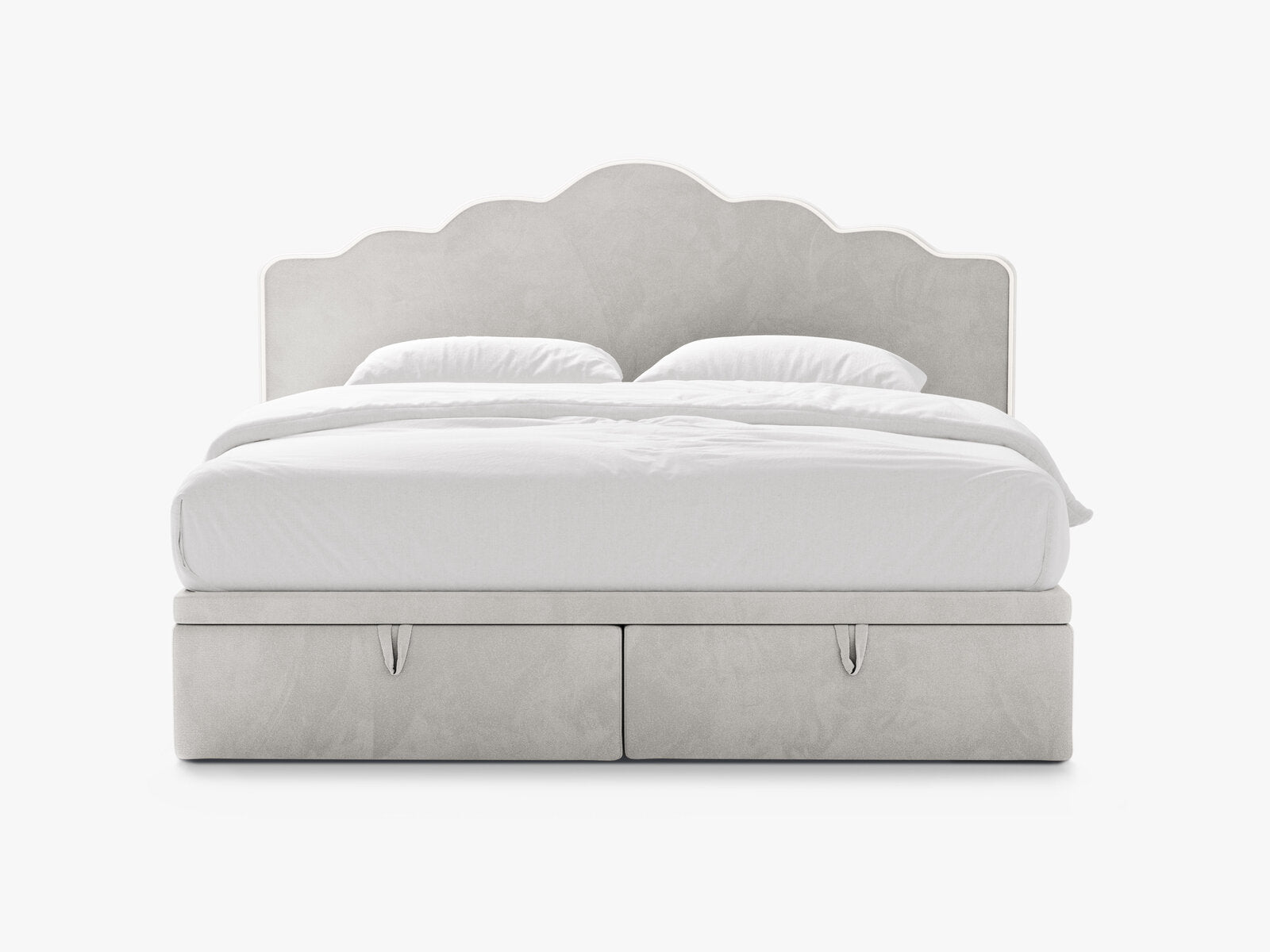 Micadoni Dream Boxspringbett mit Bettkasten und Kopfteil Samt Magic Velvet Elfenbein / Hellgrau 140x200