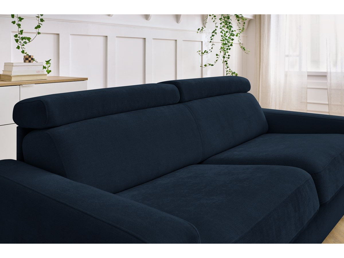 Bobochic Monaco Schlafsofa 3-Sitzer Stoff Dunkelblau, Liegefläche 140 × 190 cm