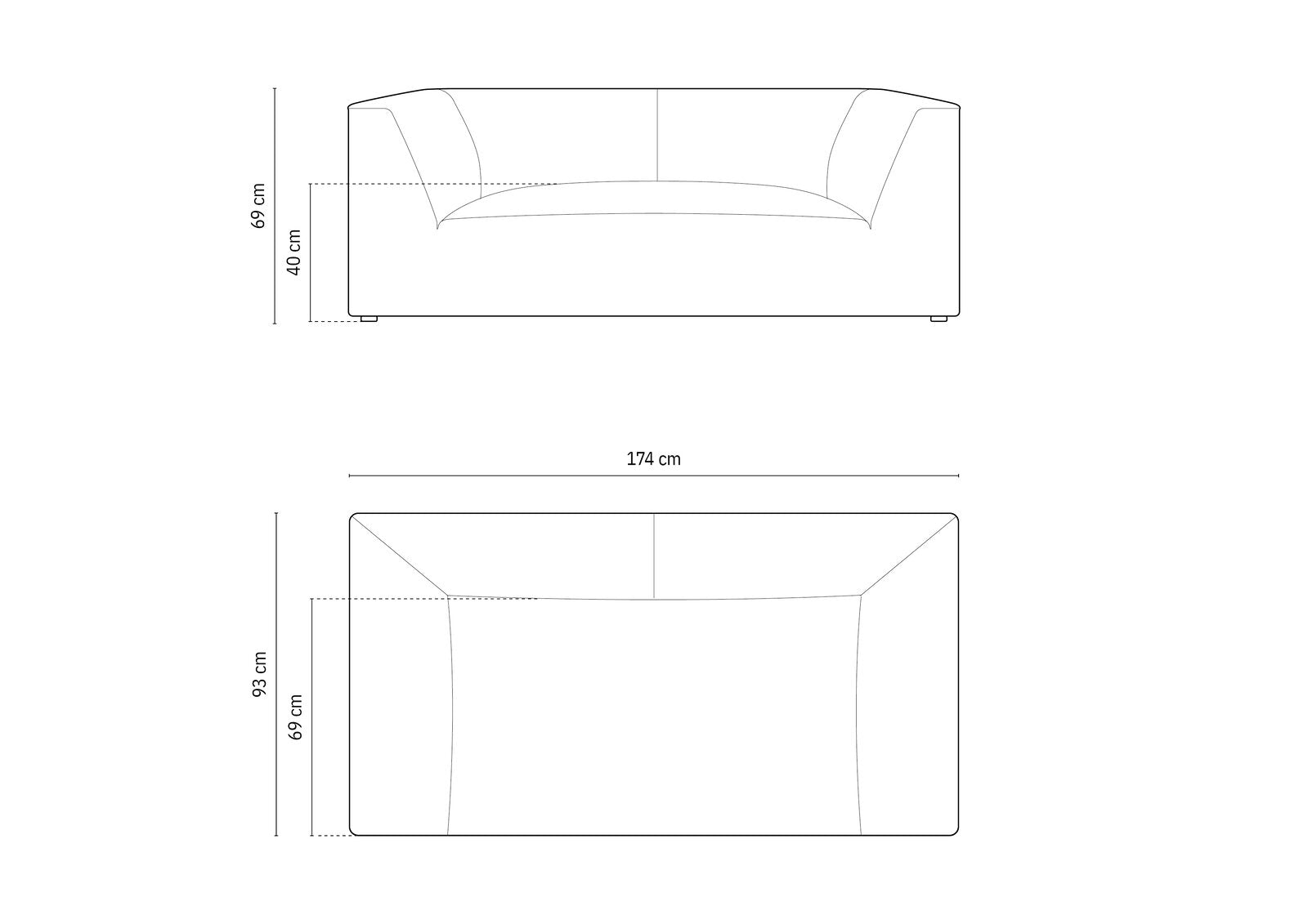 Micadoni Sofa Ruby 2-Sitzer Samt Salvador Schwarz