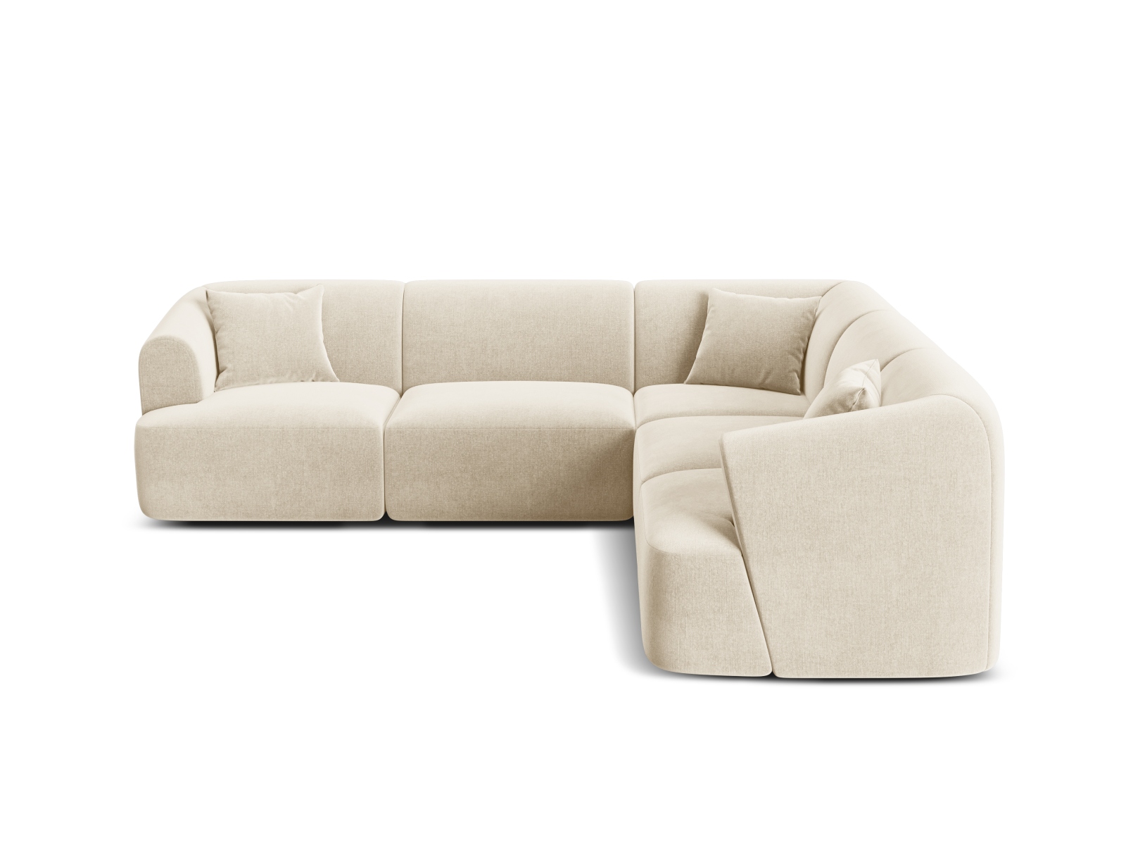 Cosmopolitan Design Symmetrisches Ecksofa Campi 6-Sitzer Samt Vogue Helles Beige