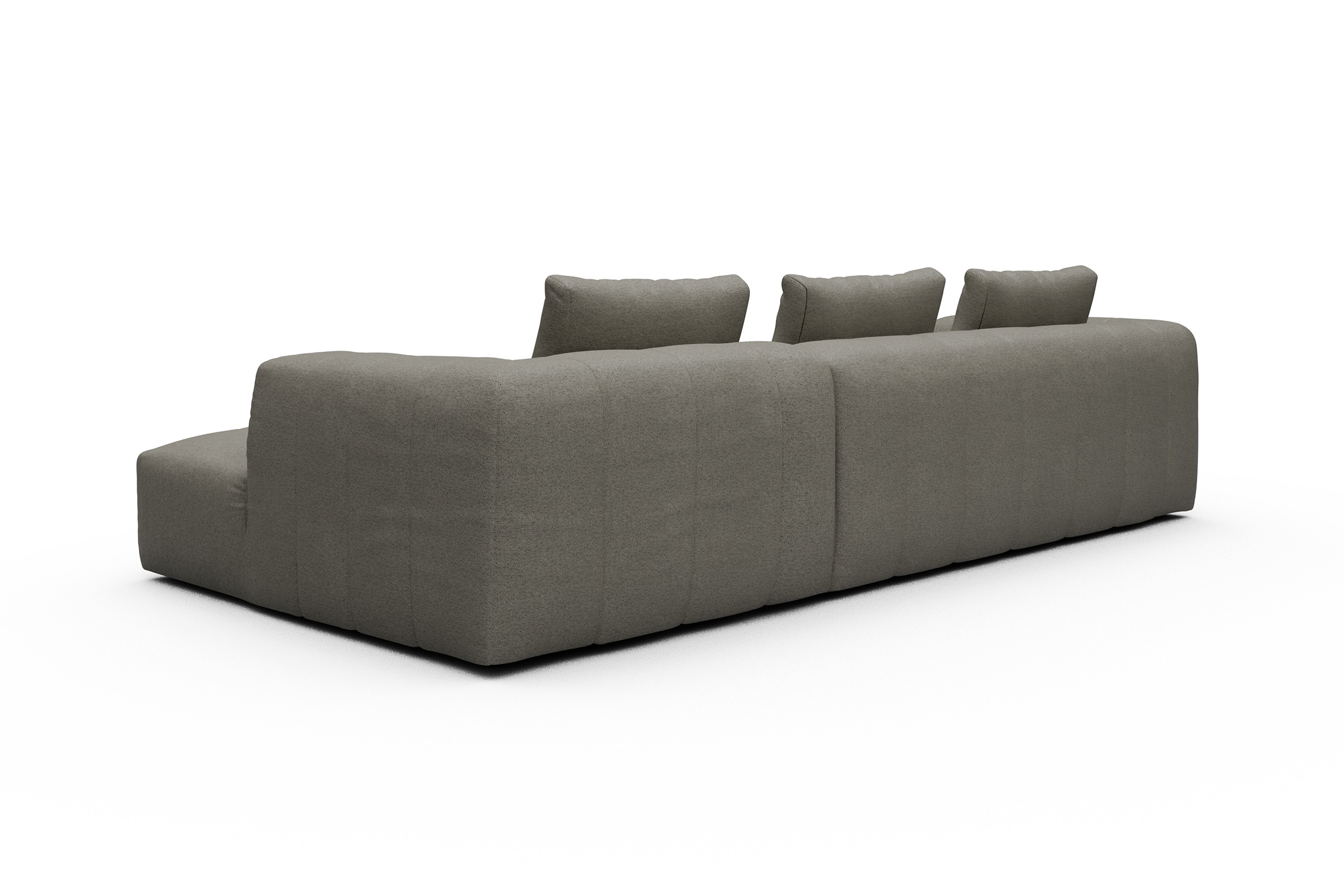 Ecksofa Hugo 2,5-Sitzer Armlehne links mit Chaiselongue Denari-Warm-Grey