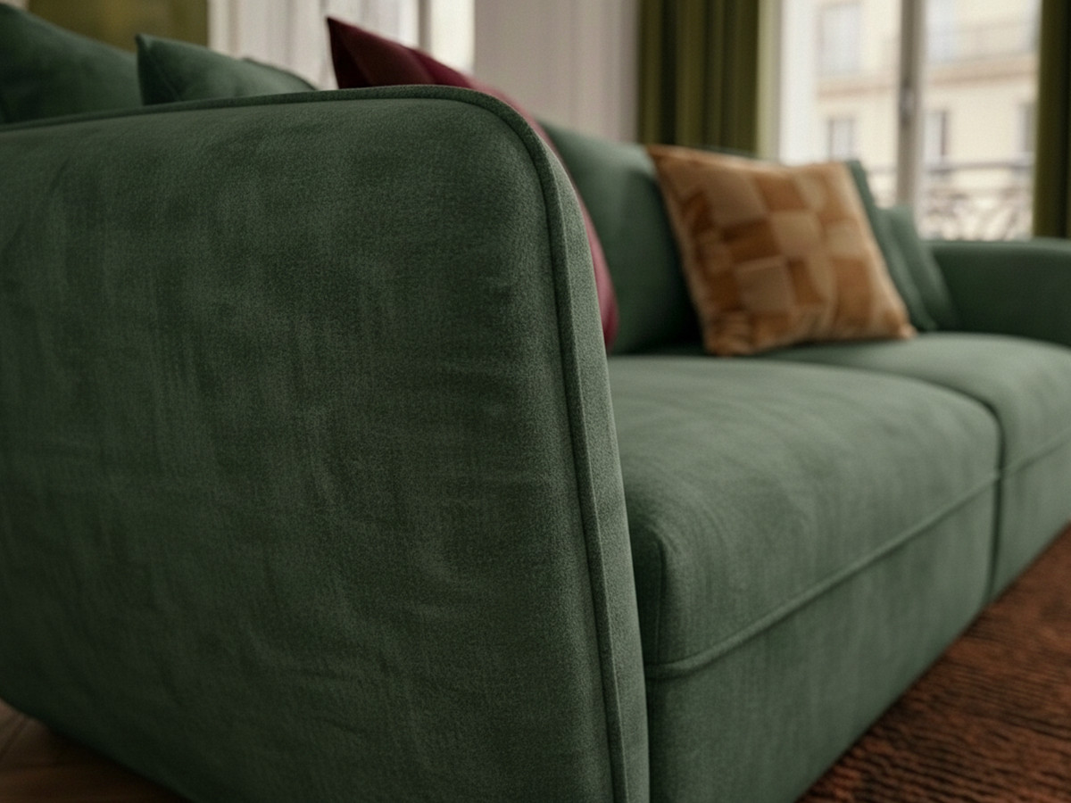 Bobochic Luigi Sofa 3-Sitzer mit Pouf Strukturstoff Grün