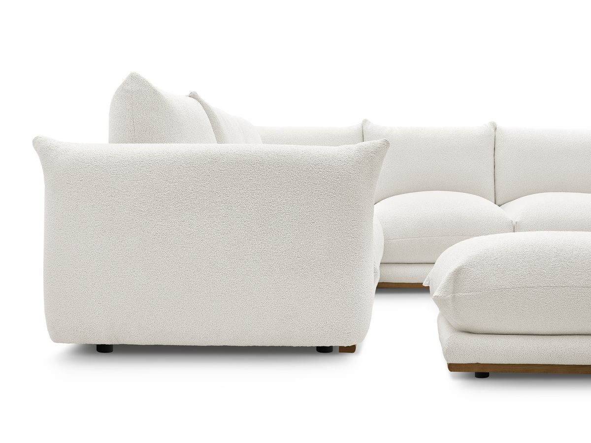 Bobochic Ernest Ecksofa mit Pouf Bouclé-Stoff Weiß