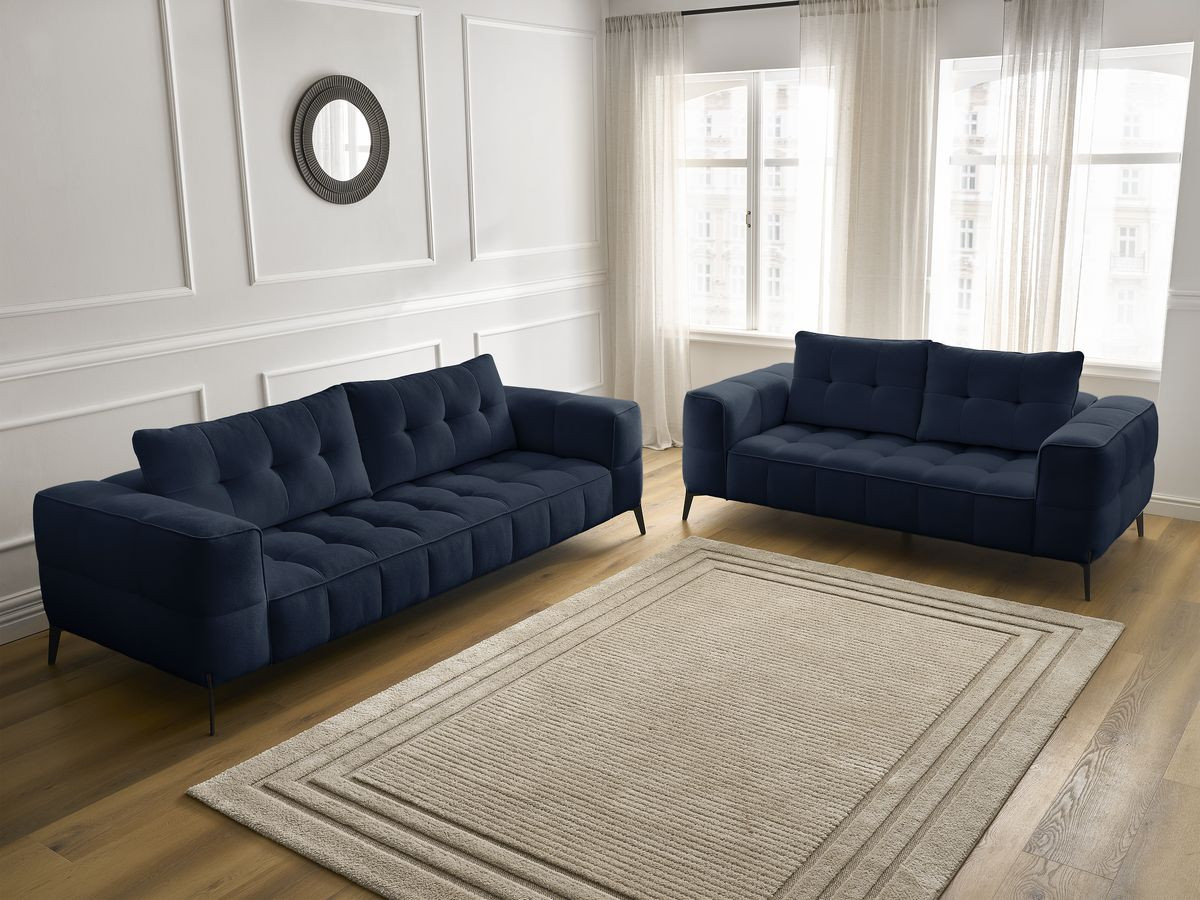 Bobochic Anis Sofa-Set 3- und 2-Sitzer Strukturstoff Blau