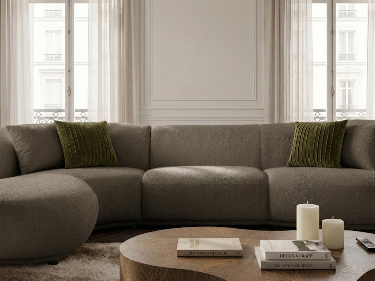 Bobochic Nora Ecksofa Chenille Dunkelbraun Ecke links