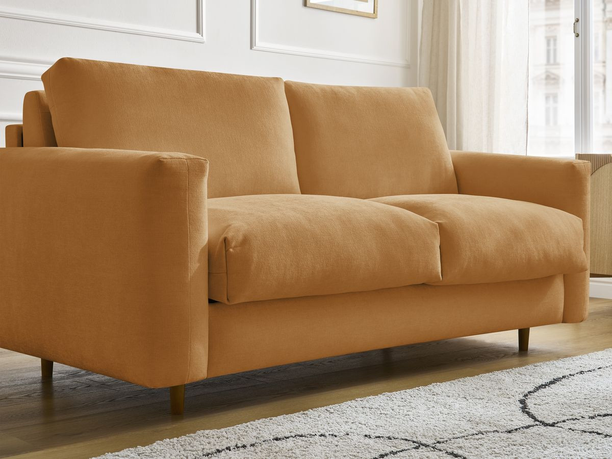 Bobochic Cocoone Schlafsofa 3-Sitzer Stoff Gelb, Liegefläche 140 × 200 cm