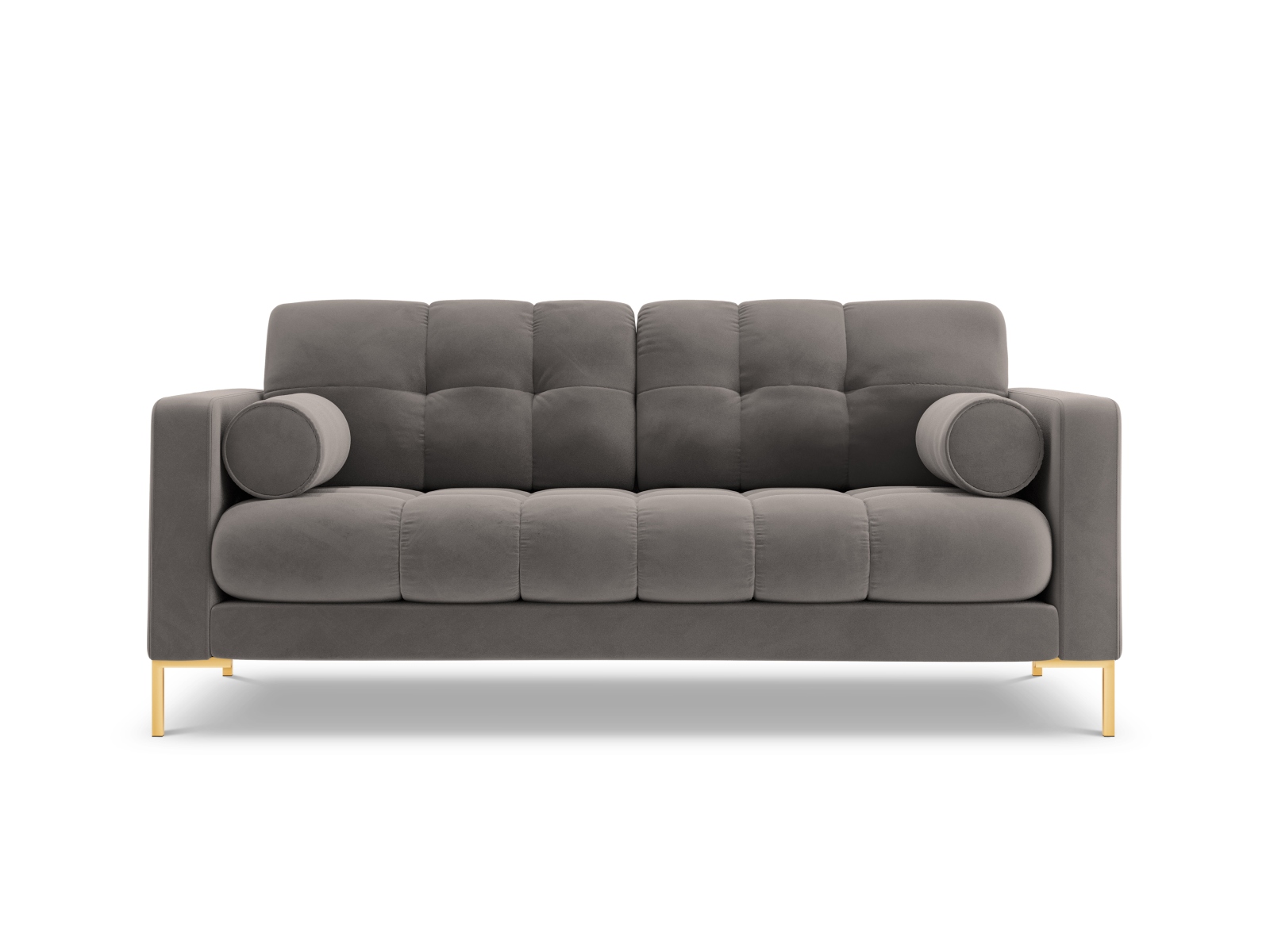 Cosmopolitan Design Sofa Bali 2-Sitzer Samt Bluvel Hellgrau Beine Gold