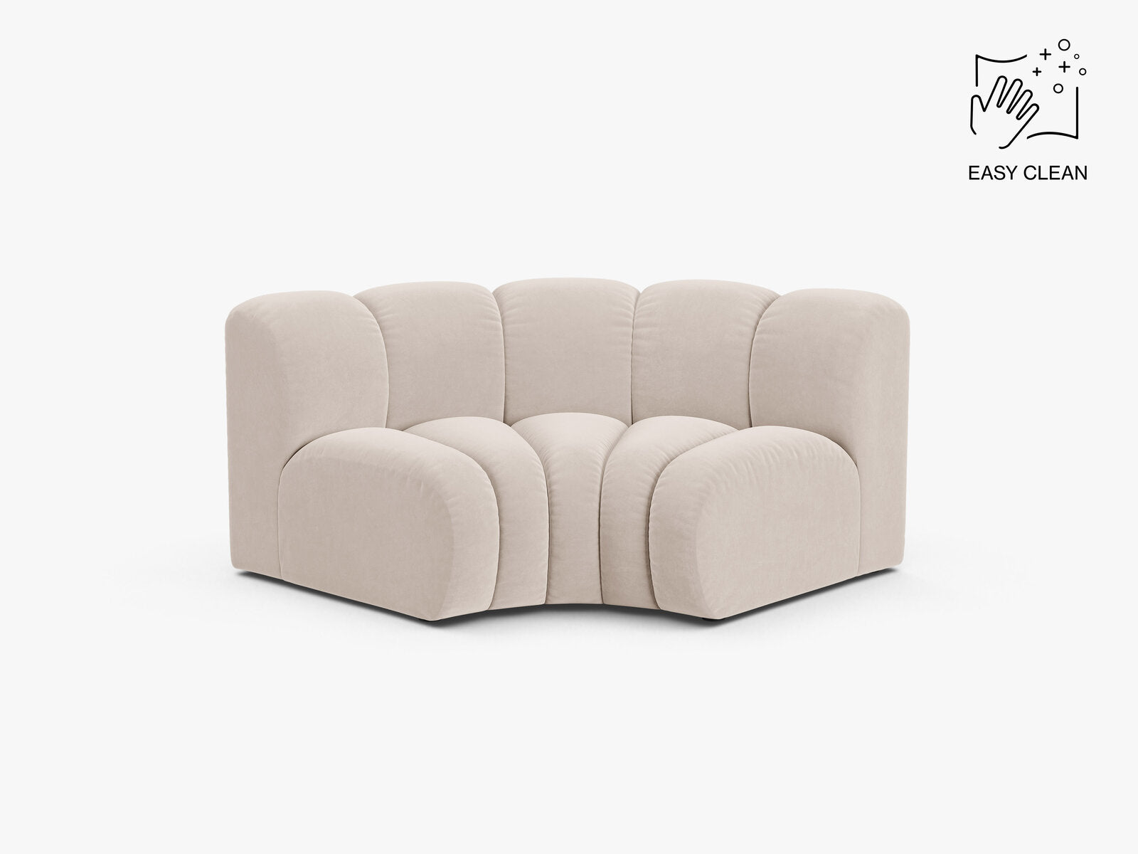 Micadoni rundes Eckmodul Lupine Samt Venus Helles Beige
