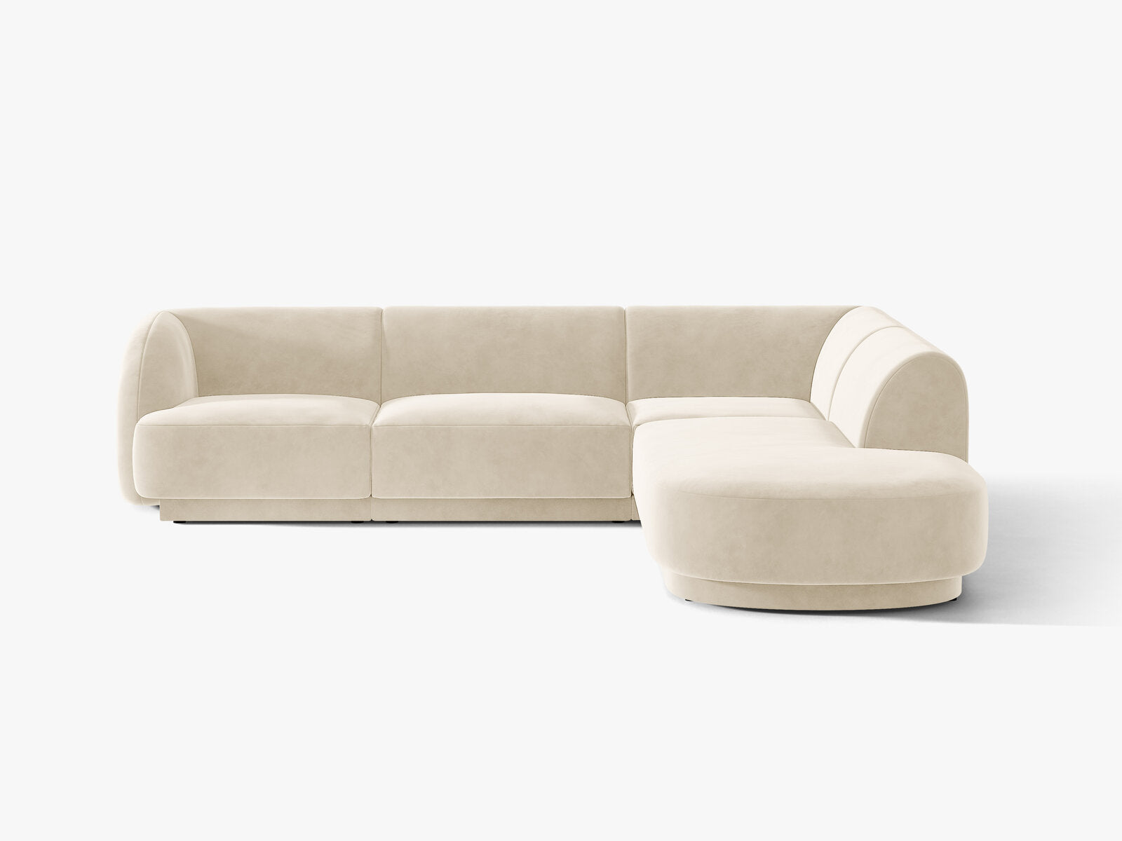 Micadoni Ecksofa Miley 6-Sitzer Samt Venus Helles Beige Rechts