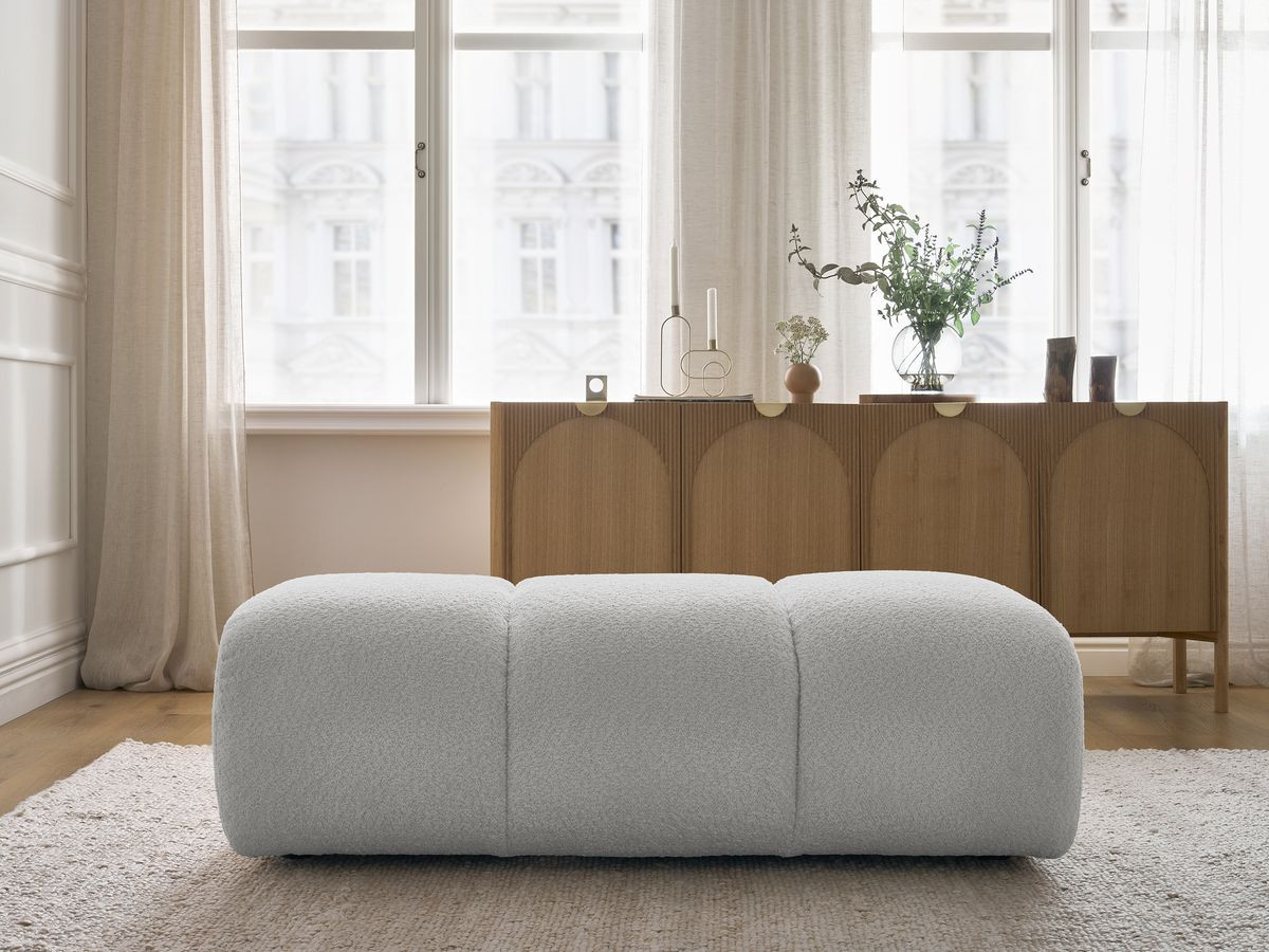Bobochic Pamira Pouf Bouclé-Stoff Hellgrau