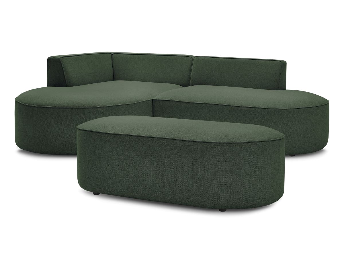 Bobochic Rousseau Ecksofa mit Pouf Melange-Stoff Grün Ecke links