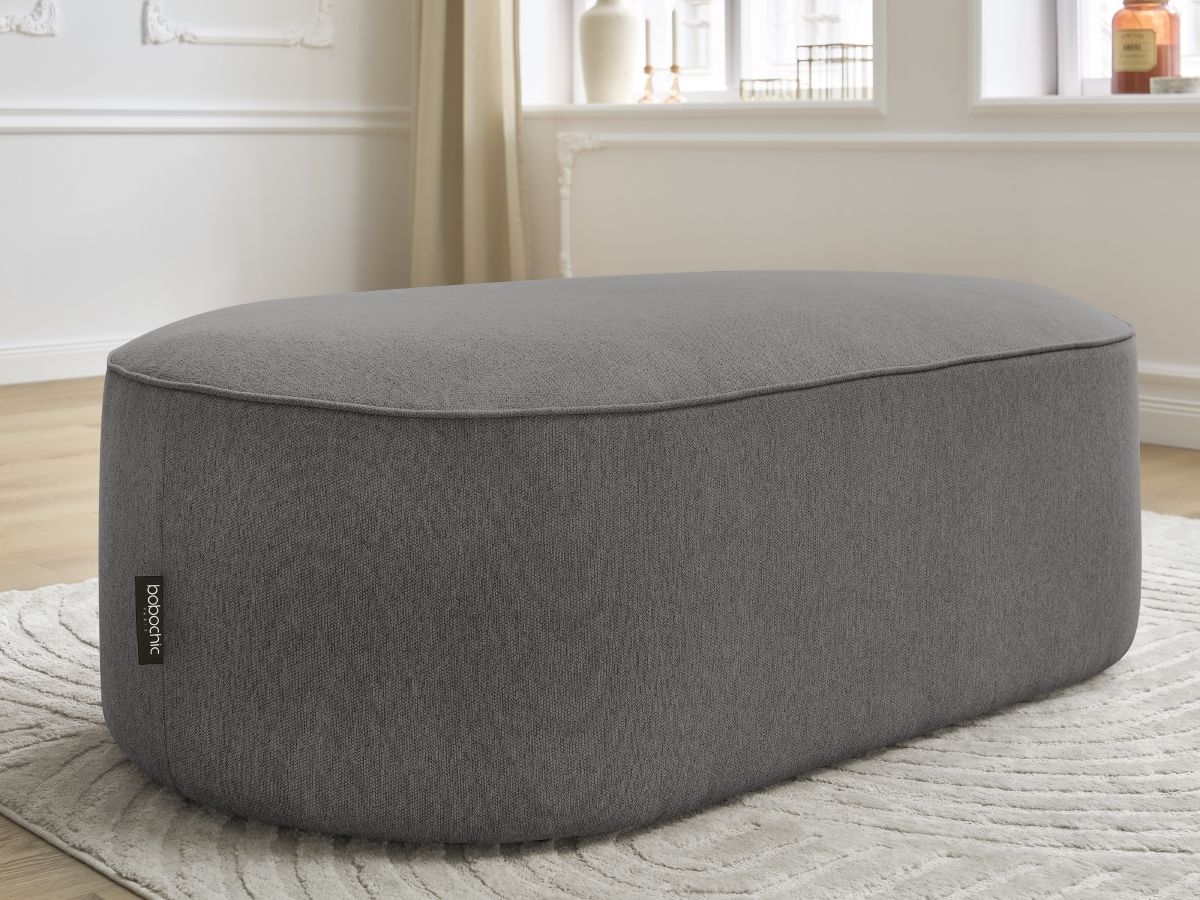 Bobochic Rousseau Pouf Melange-Stoff Dunkelgrau