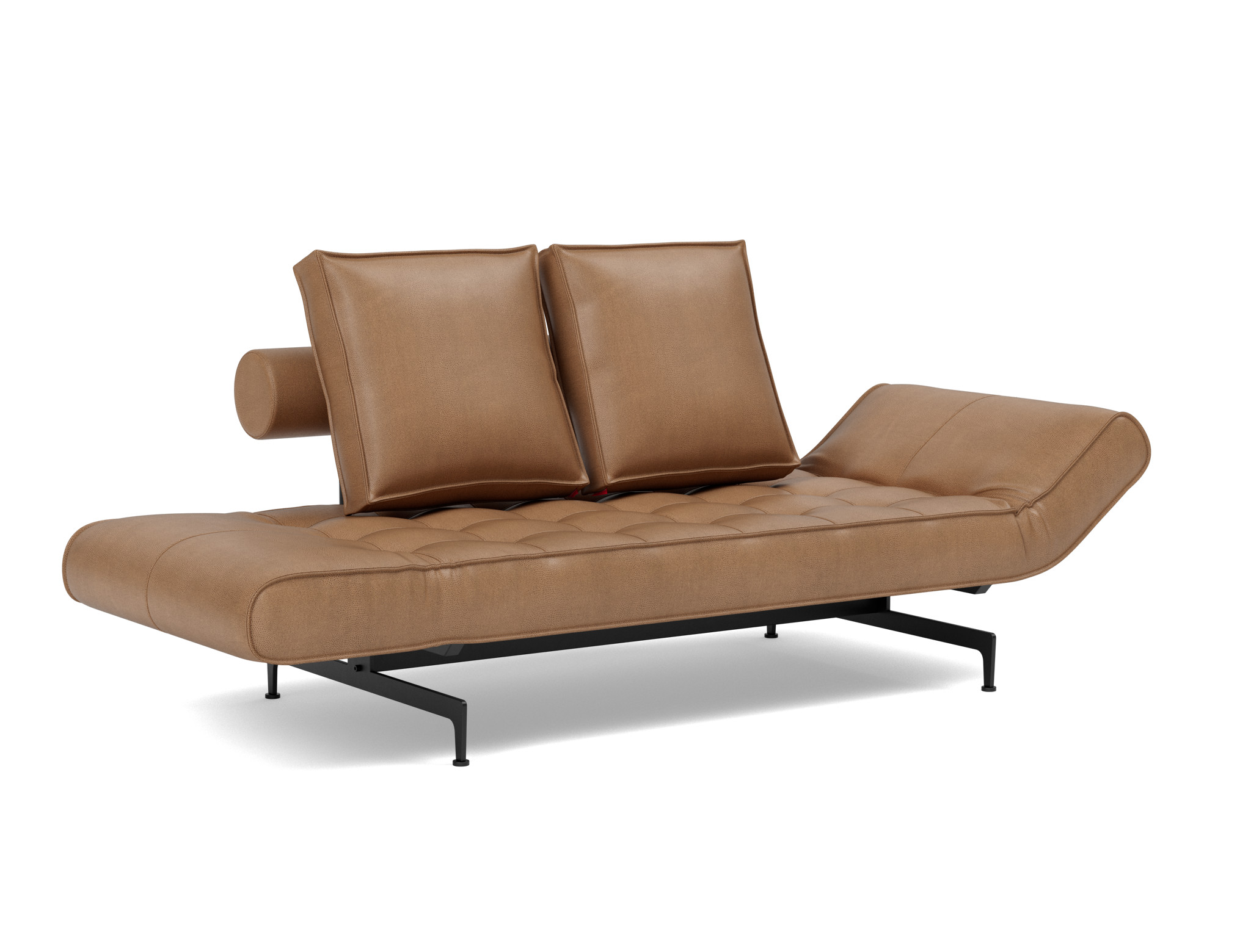 Tagesbett Ghia Lederoptik Faunal 551-Brown Beine Laser schwarz