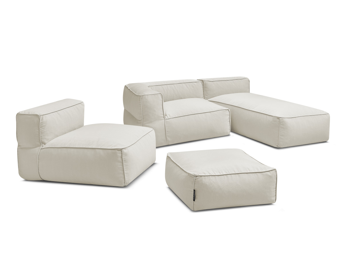 Bobochic Giulia Gartensofa 4-Sitzer mit Pouf, 1 Eckmodul Stoff Beige