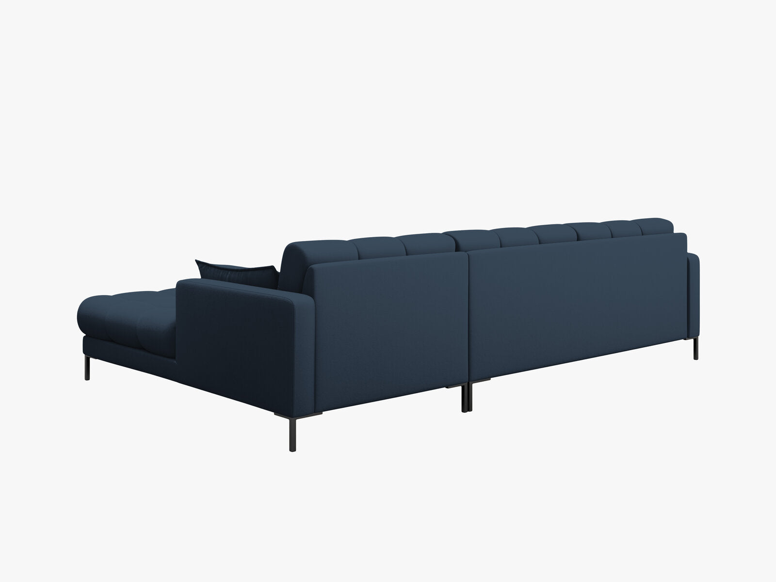 Micadoni Ecksofa Mamaia 5-Sitzer Rechts Strukturierter Stoff Neve Blau schwarze Beine