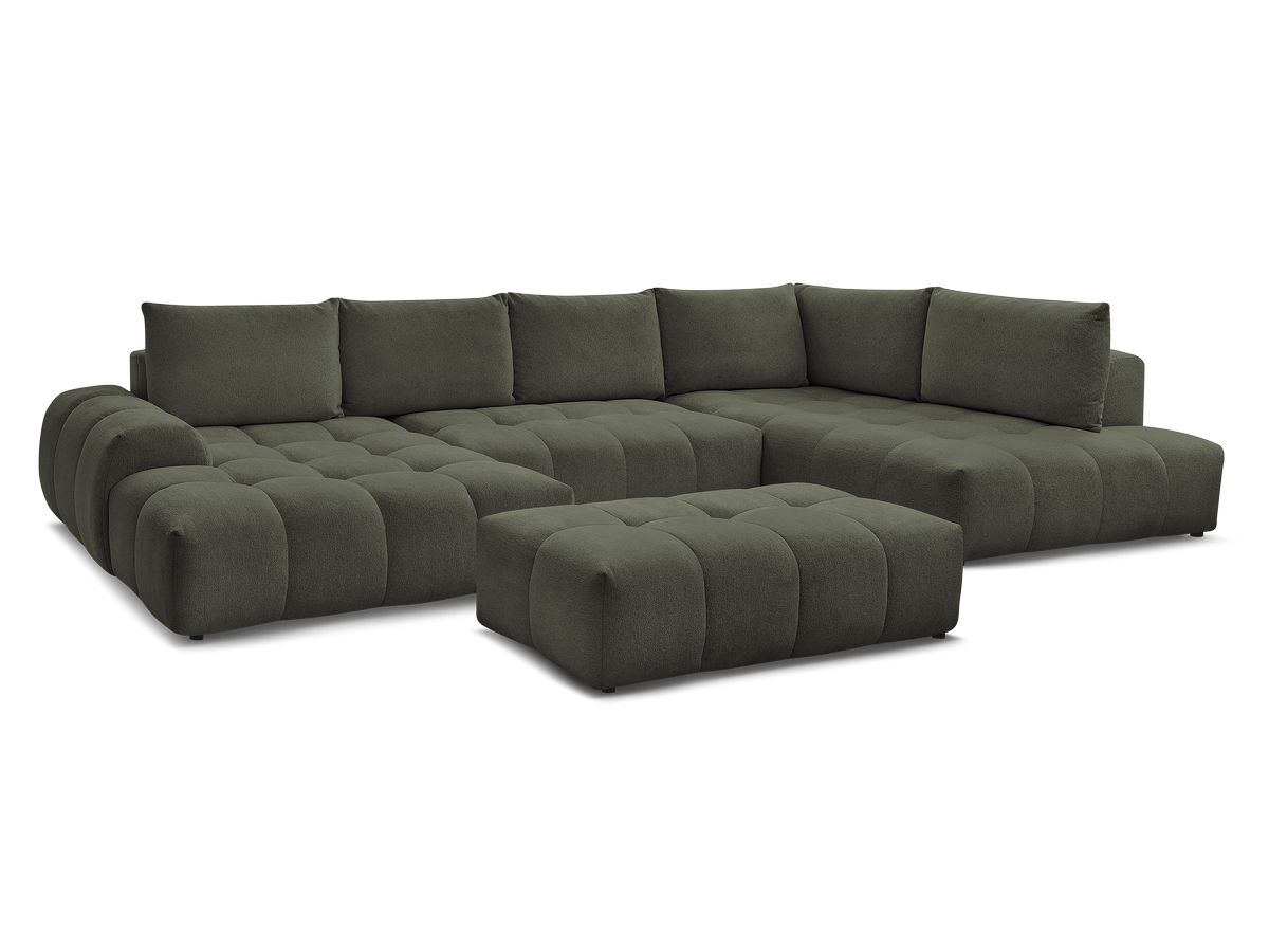 Bobochic Everest Wohnlandschaft mit Pouf, 6 Kissen Melange-Stoff Grün Ecke links