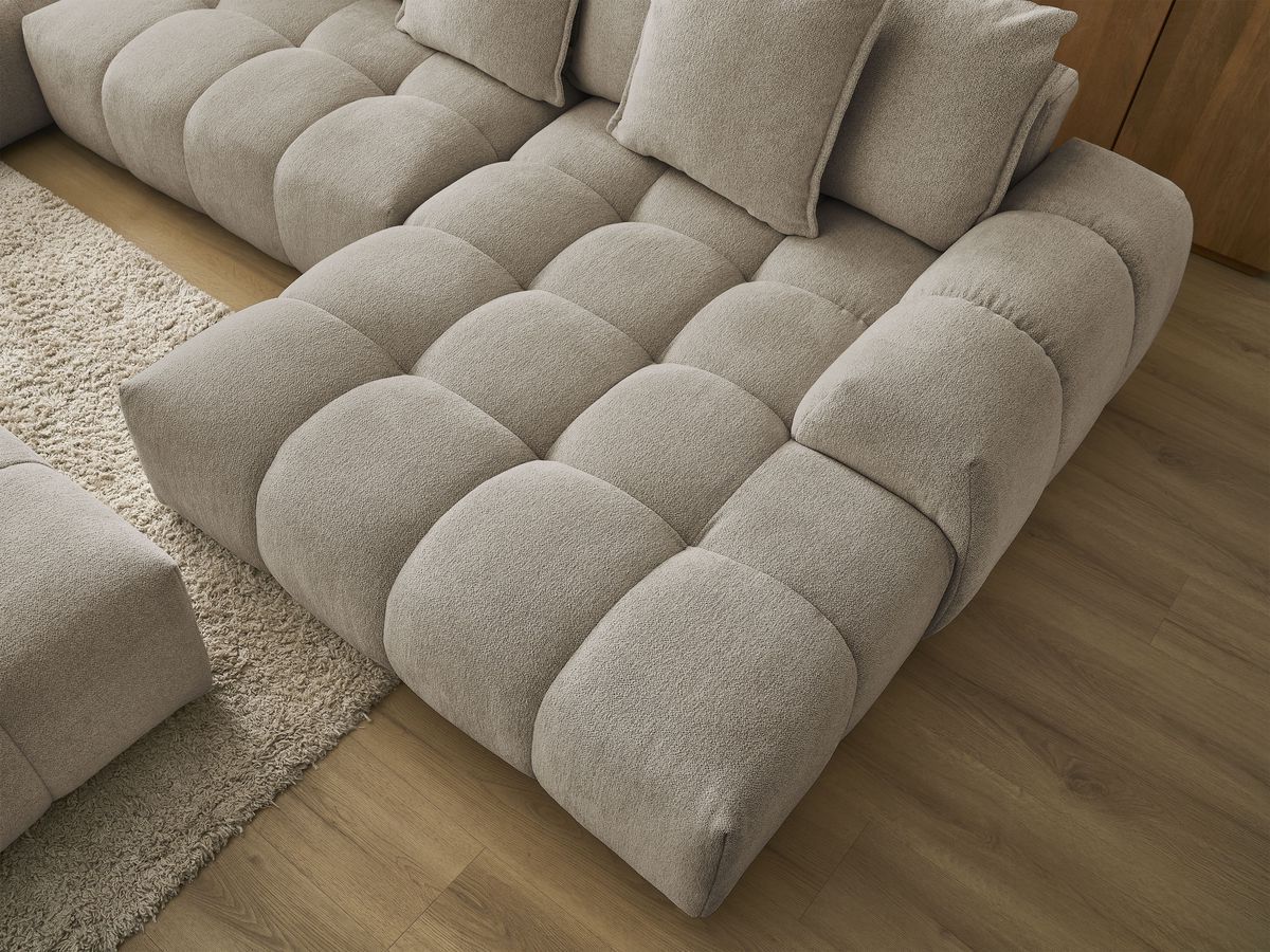 Bobochic Everest Wohnlandschaft mit Pouf, 14 Kissen Melange-Stoff Taupe Ecke rechts